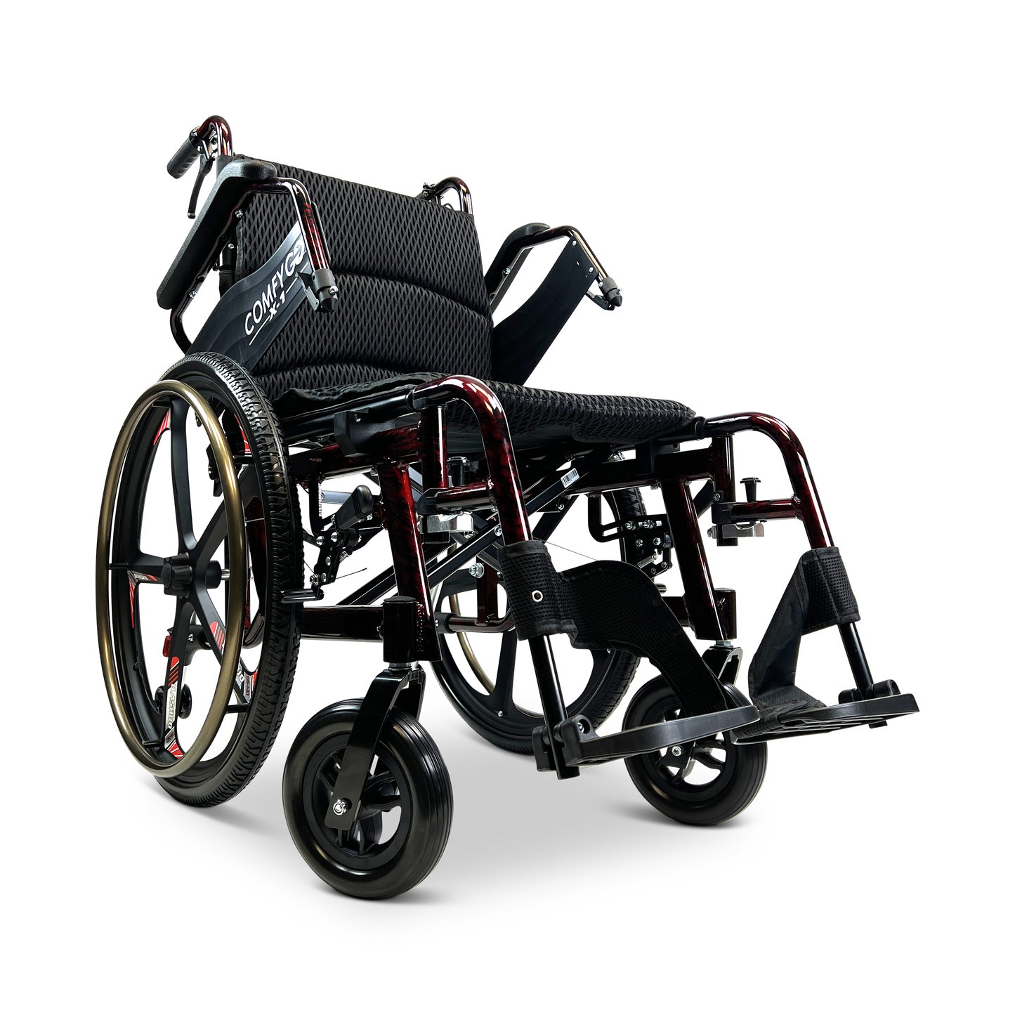 X-1 SE ComfyGO Lightweight Manual Wheelchair with Quick-Detach Wheels Red
