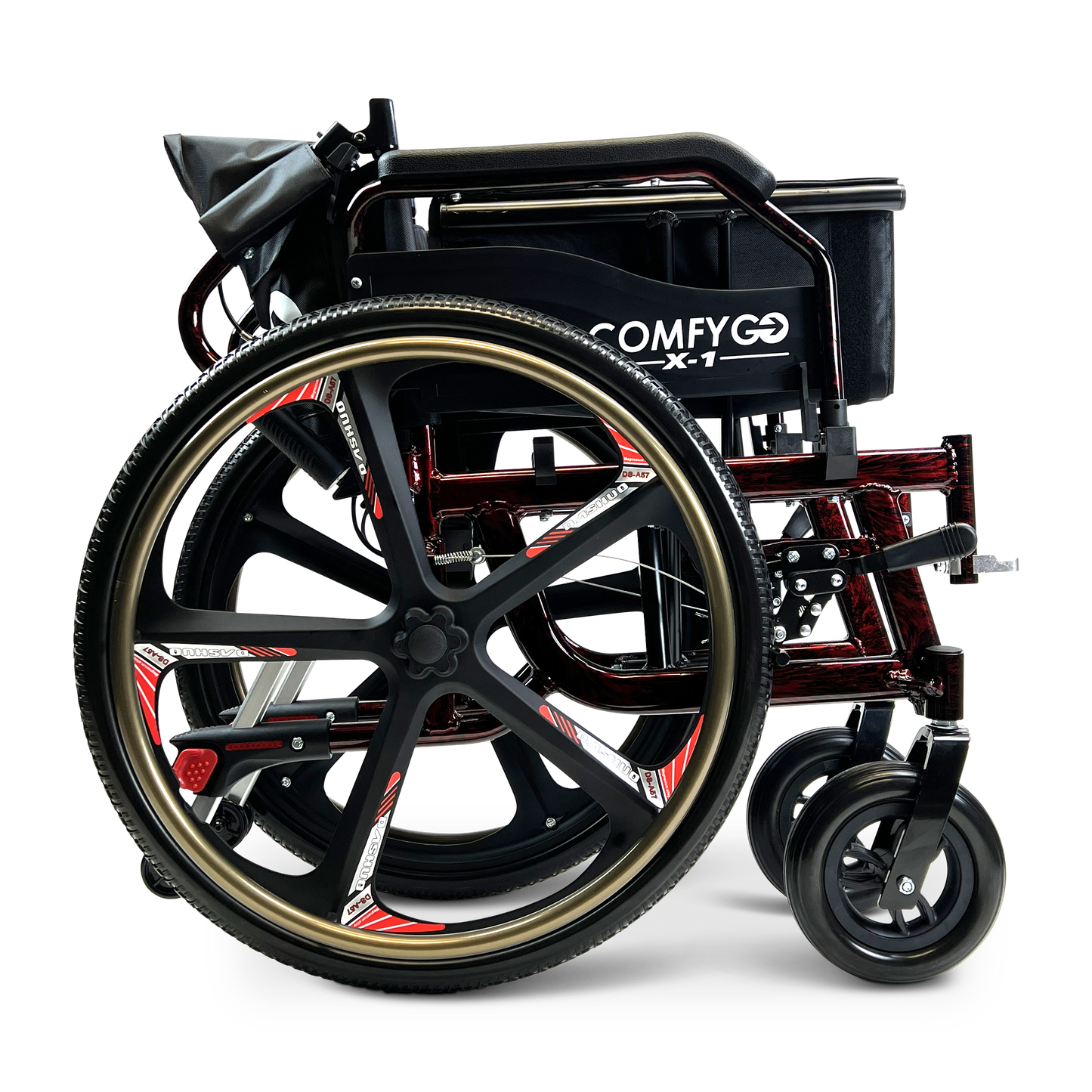 X-1 SE ComfyGO Lightweight Manual Wheelchair with Quick-Detach Wheels Red