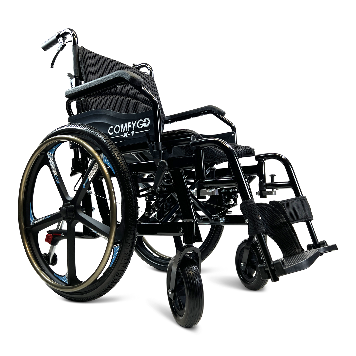 X-1 SE ComfyGO Lightweight Manual Wheelchair with Quick-Detach Wheels Black