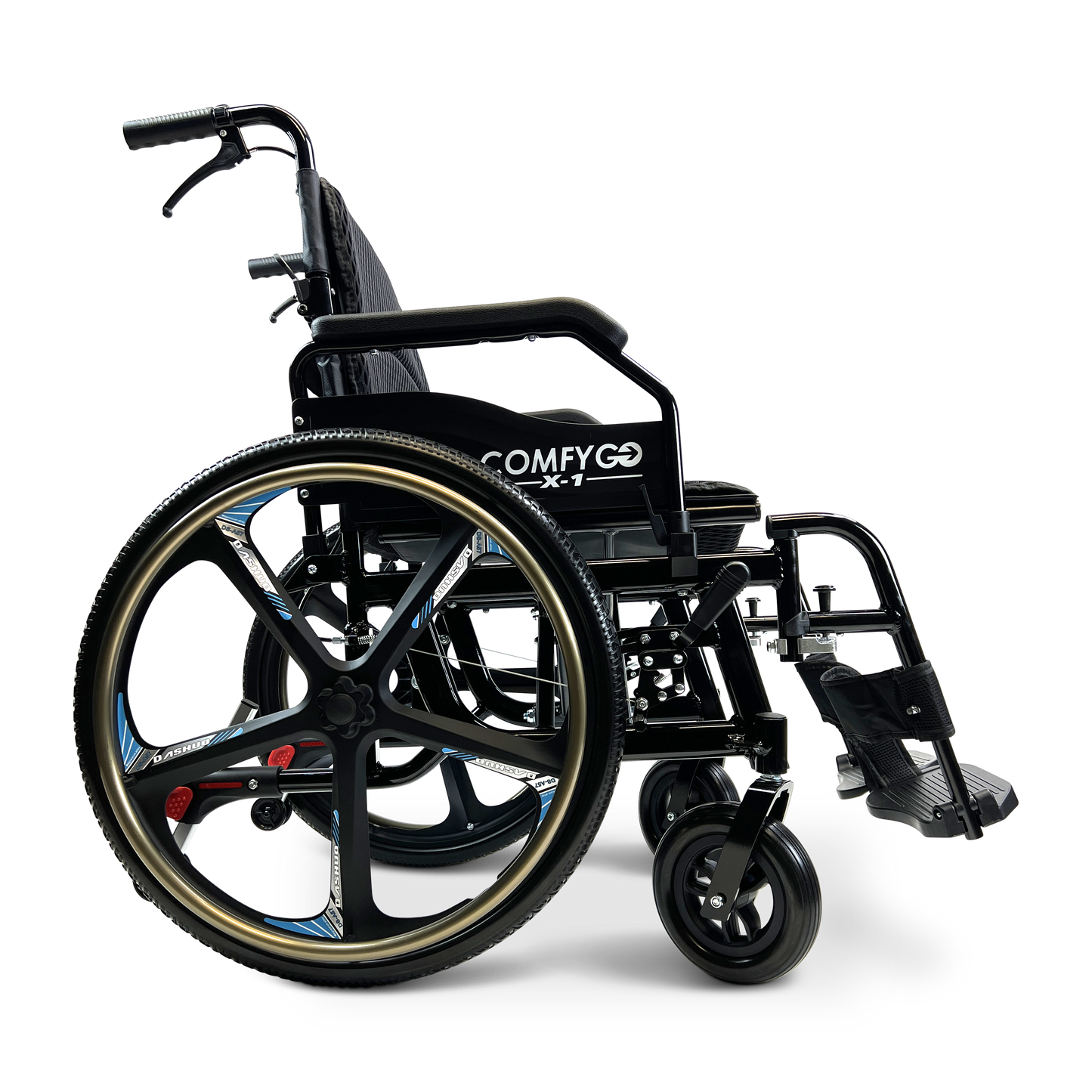 X-1 SE ComfyGO Lightweight Manual Wheelchair with Quick-Detach Wheels Black