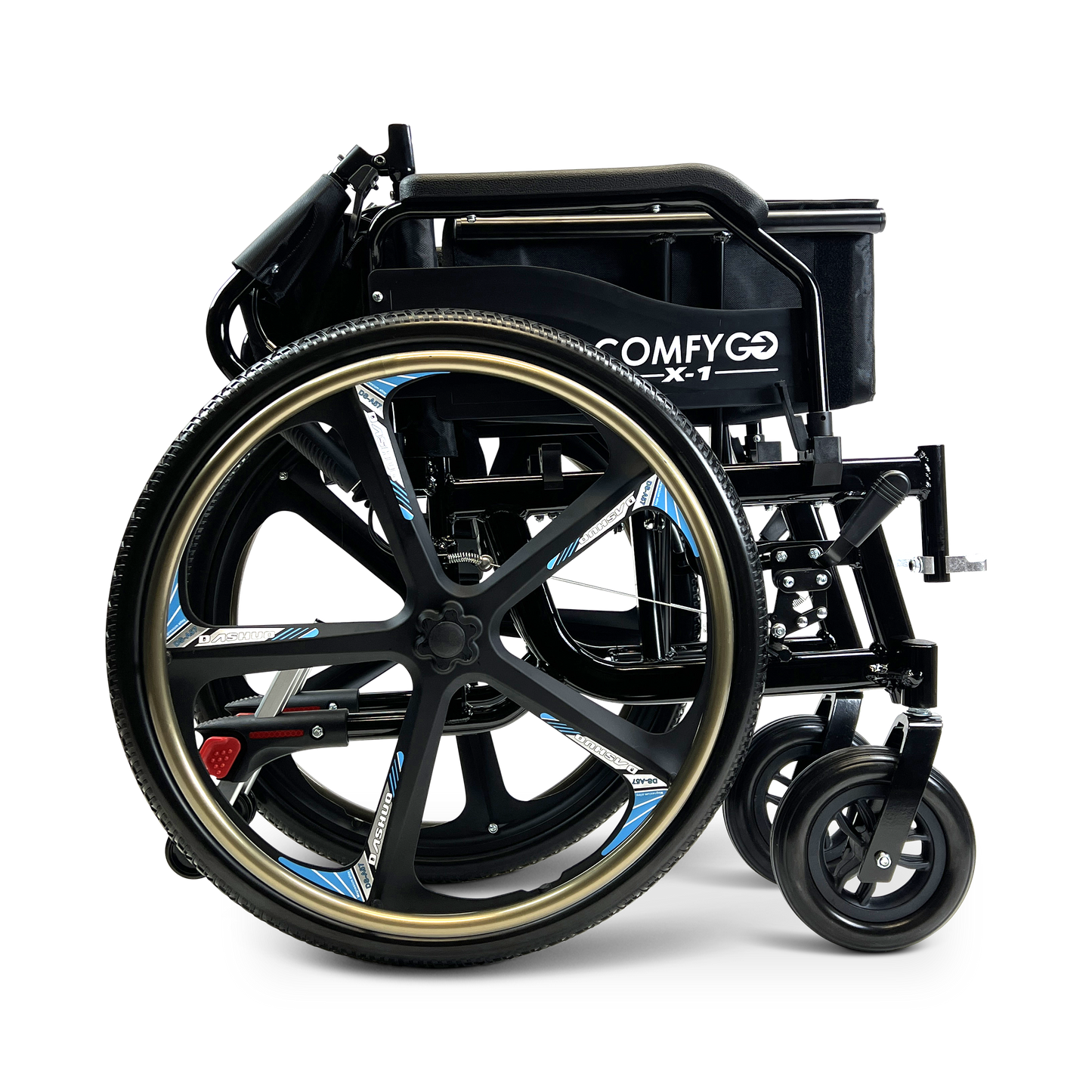 X-1 SE ComfyGO Lightweight Manual Wheelchair with Quick-Detach Wheels Black