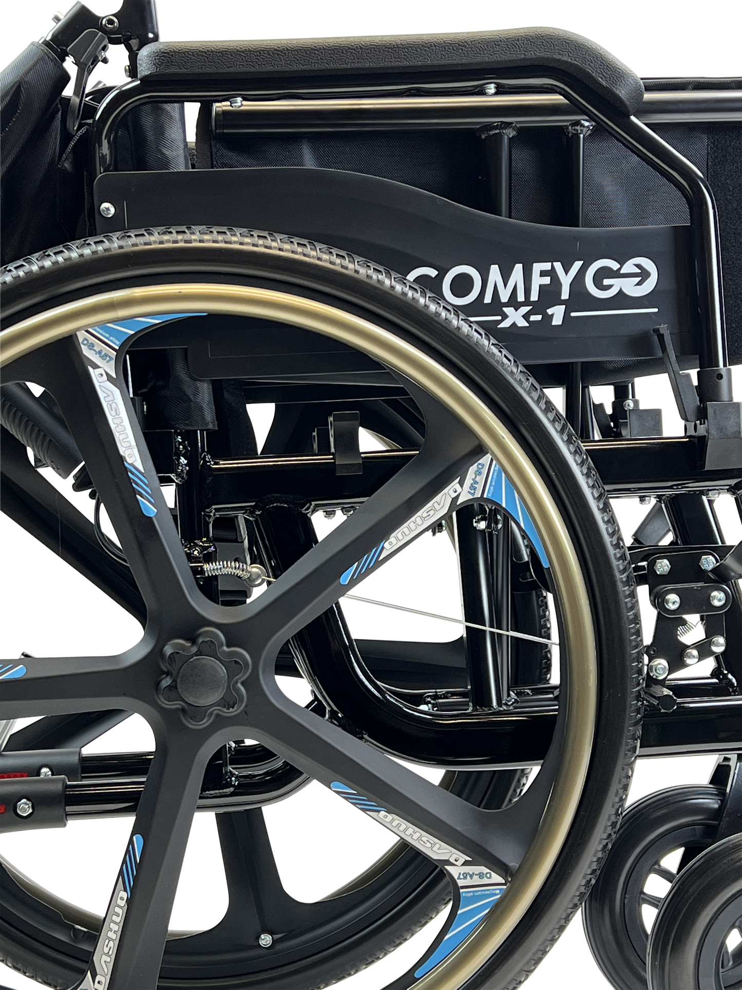 X-1 SE ComfyGO Lightweight Manual Wheelchair with Quick-Detach Wheels Black