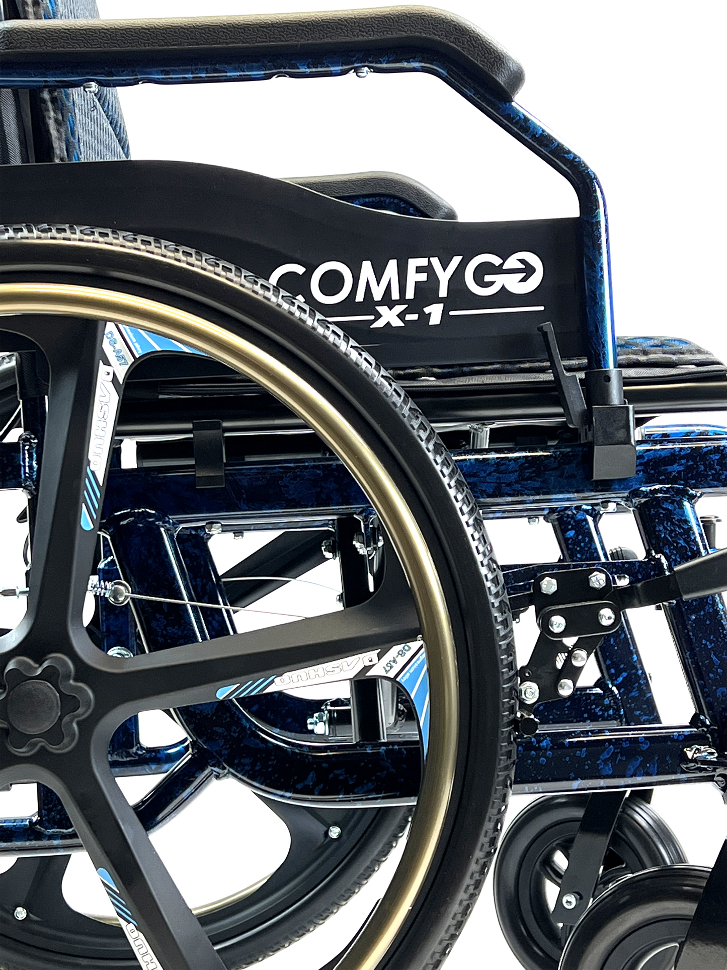 X-1 SE ComfyGO Lightweight Manual Wheelchair with Quick-Detach Wheels Blue