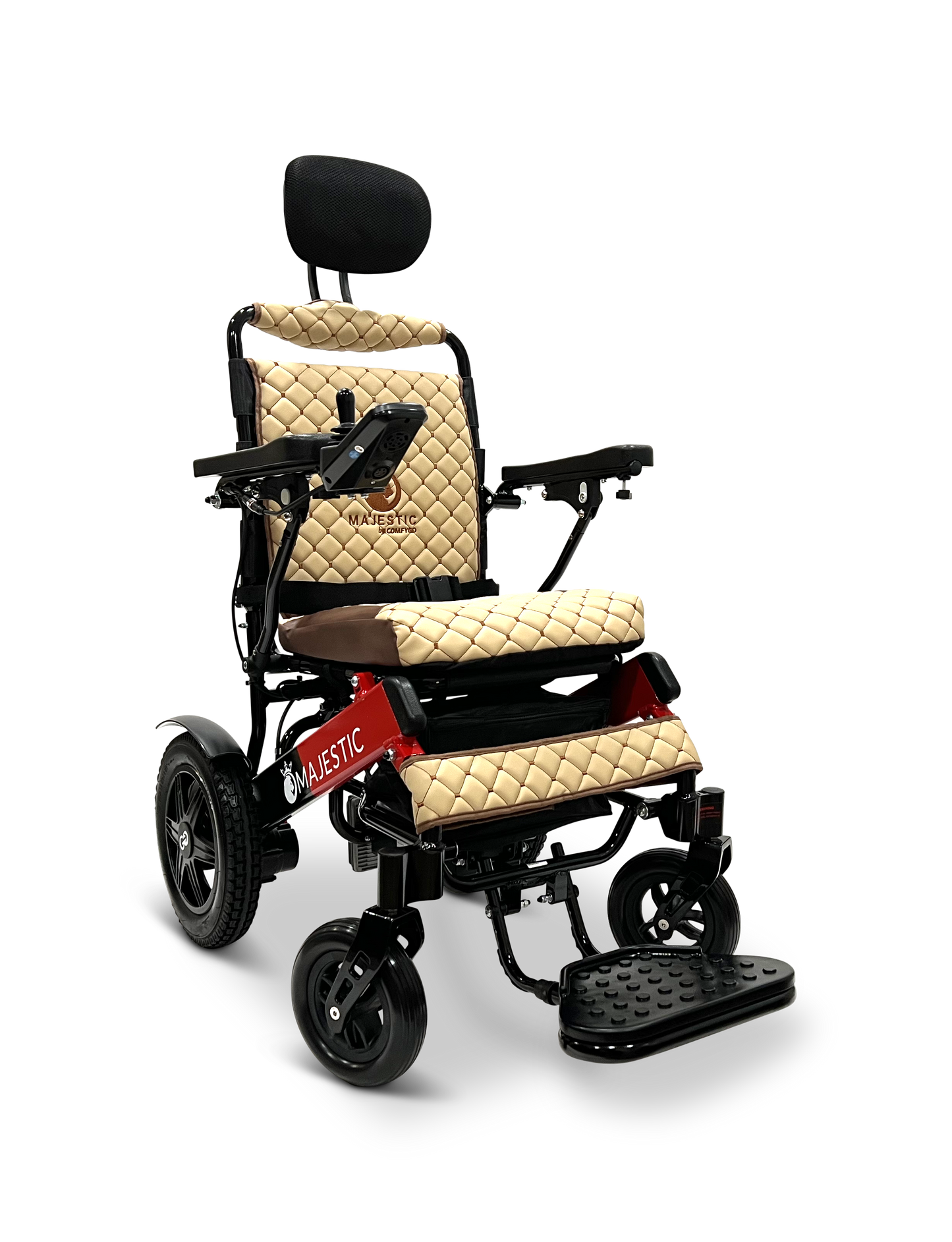 MAJESTIC IQ-9000 Auto Recline Remote Controlled Electric Wheelchair Black & Red Coffee