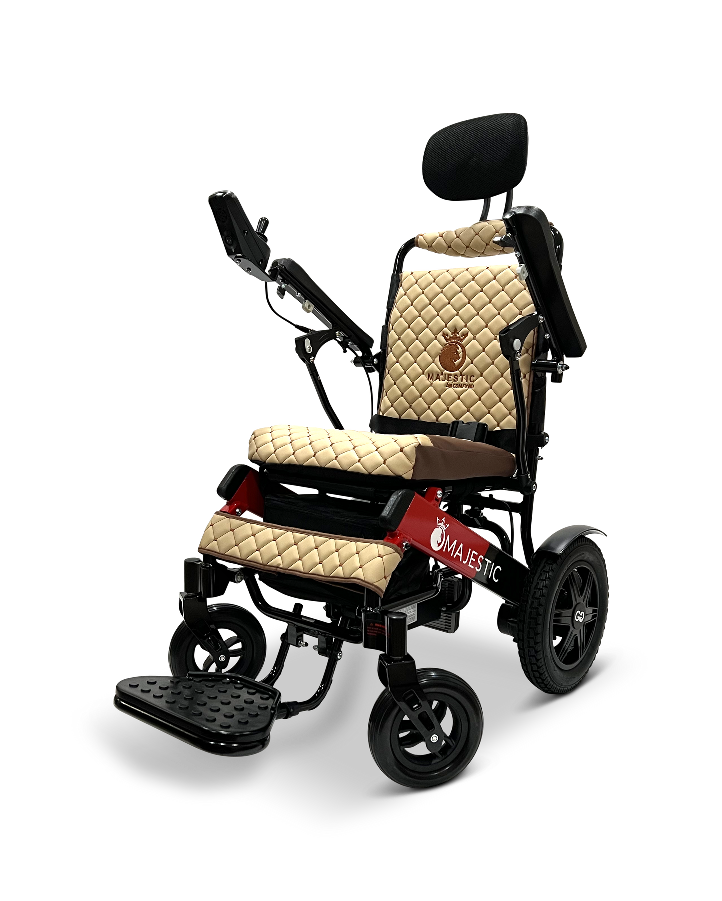 MAJESTIC IQ-9000 Auto Recline Remote Controlled Electric Wheelchair Black & Red Coffee