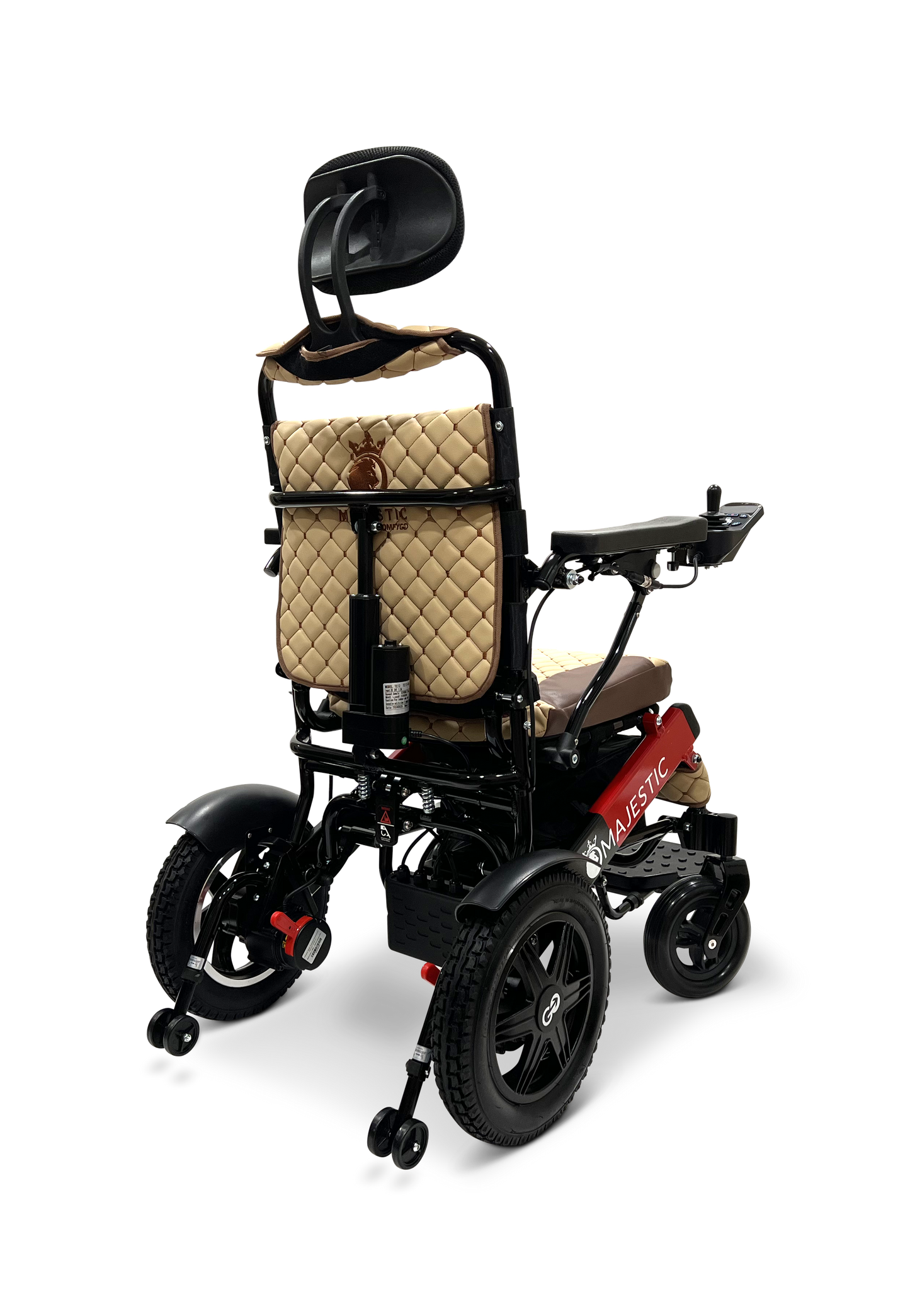 MAJESTIC IQ-9000 Auto Recline Remote Controlled Electric Wheelchair Black & Red Coffee