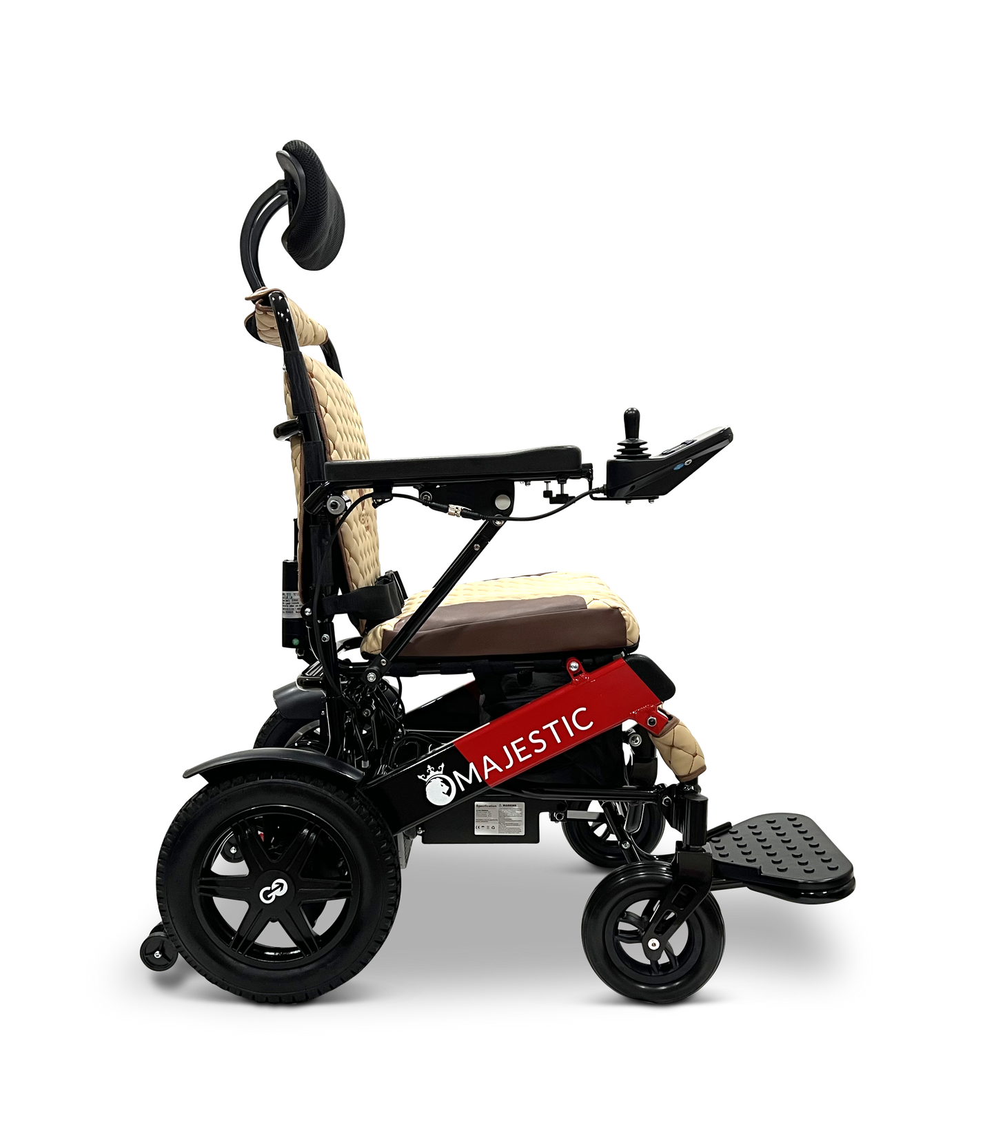 MAJESTIC IQ-9000 Auto Recline Remote Controlled Electric Wheelchair Black & Red Coffee