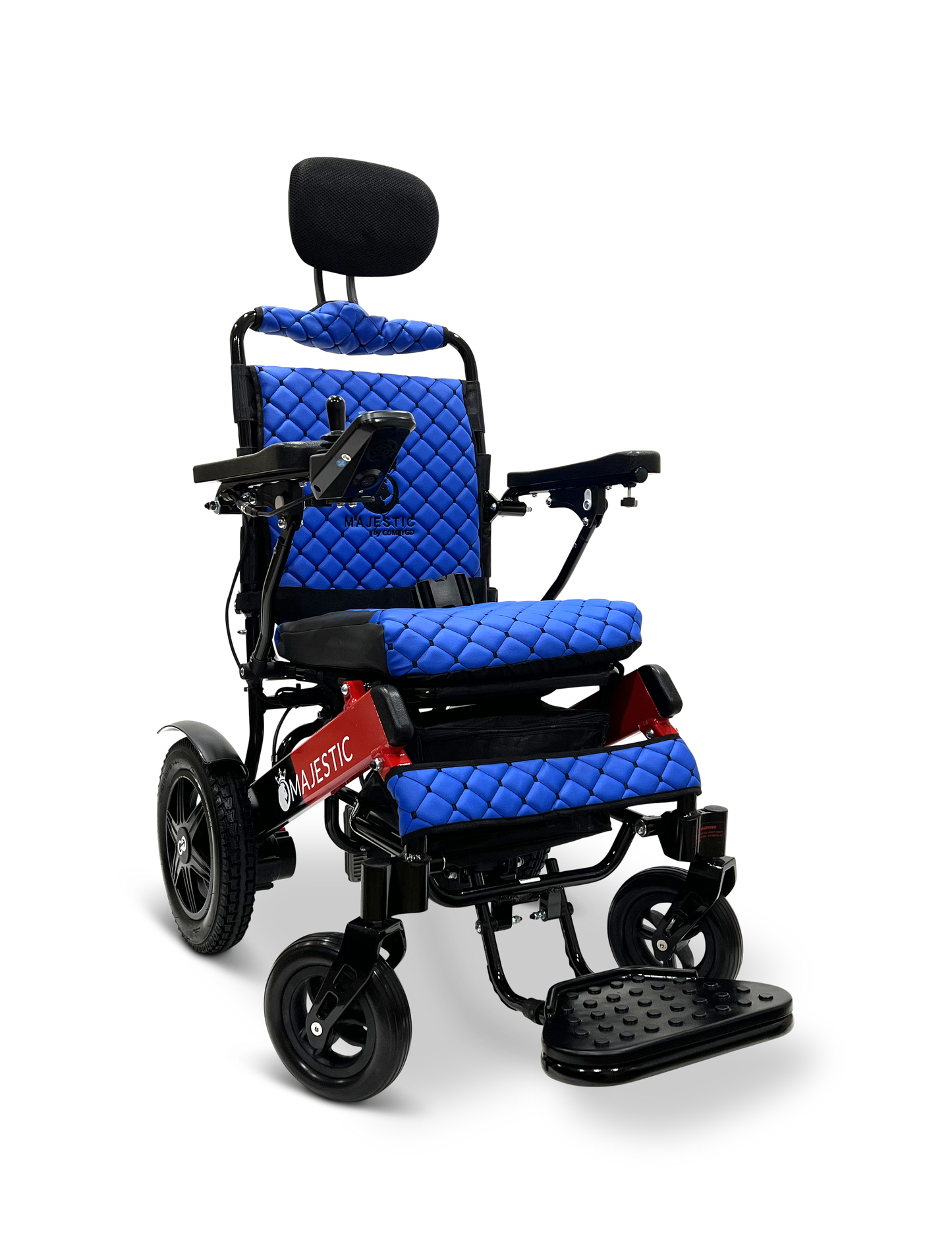 MAJESTIC IQ-9000 Auto Recline Remote Controlled Electric Wheelchair Black & Red Blue