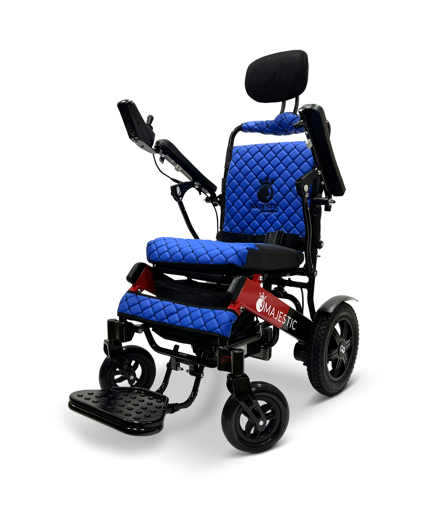 MAJESTIC IQ-9000 Auto Recline Remote Controlled Electric Wheelchair Black & Red Blue
