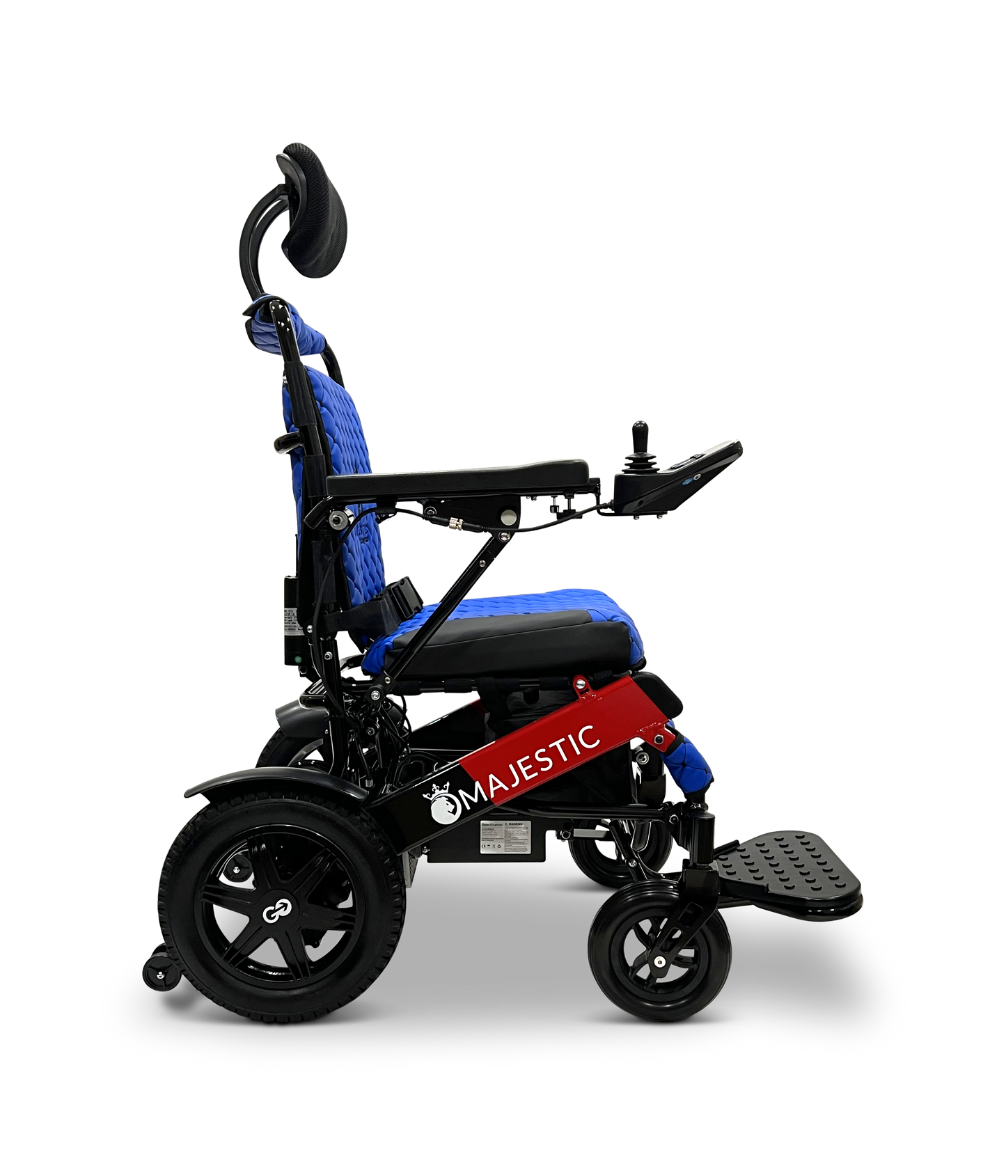 MAJESTIC IQ-9000 Auto Recline Remote Controlled Electric Wheelchair Black & Red Blue