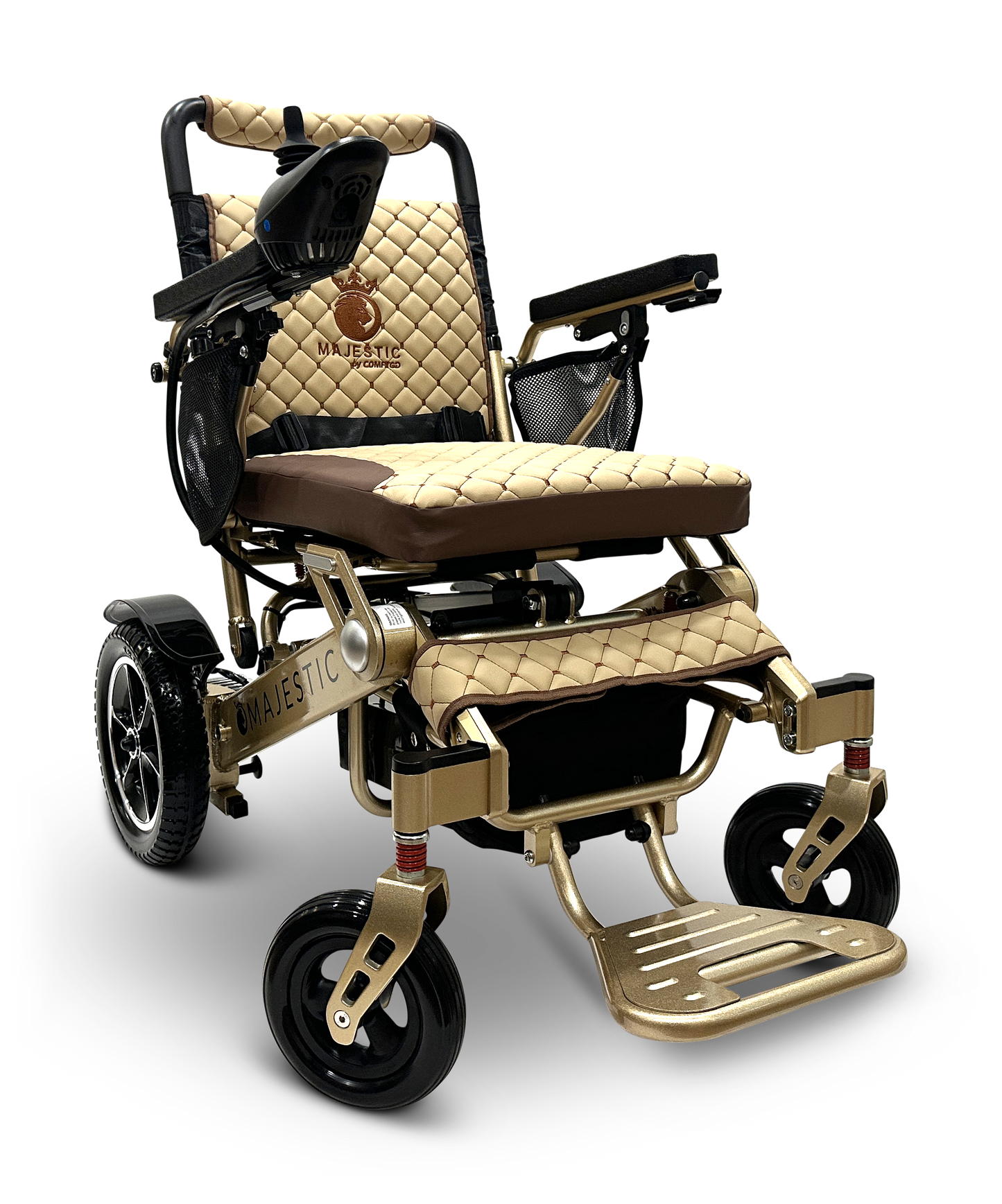 MAJESTIC IQ-7000 Auto Folding Remote Controlled Electric Wheelchair Bronze Coffee
