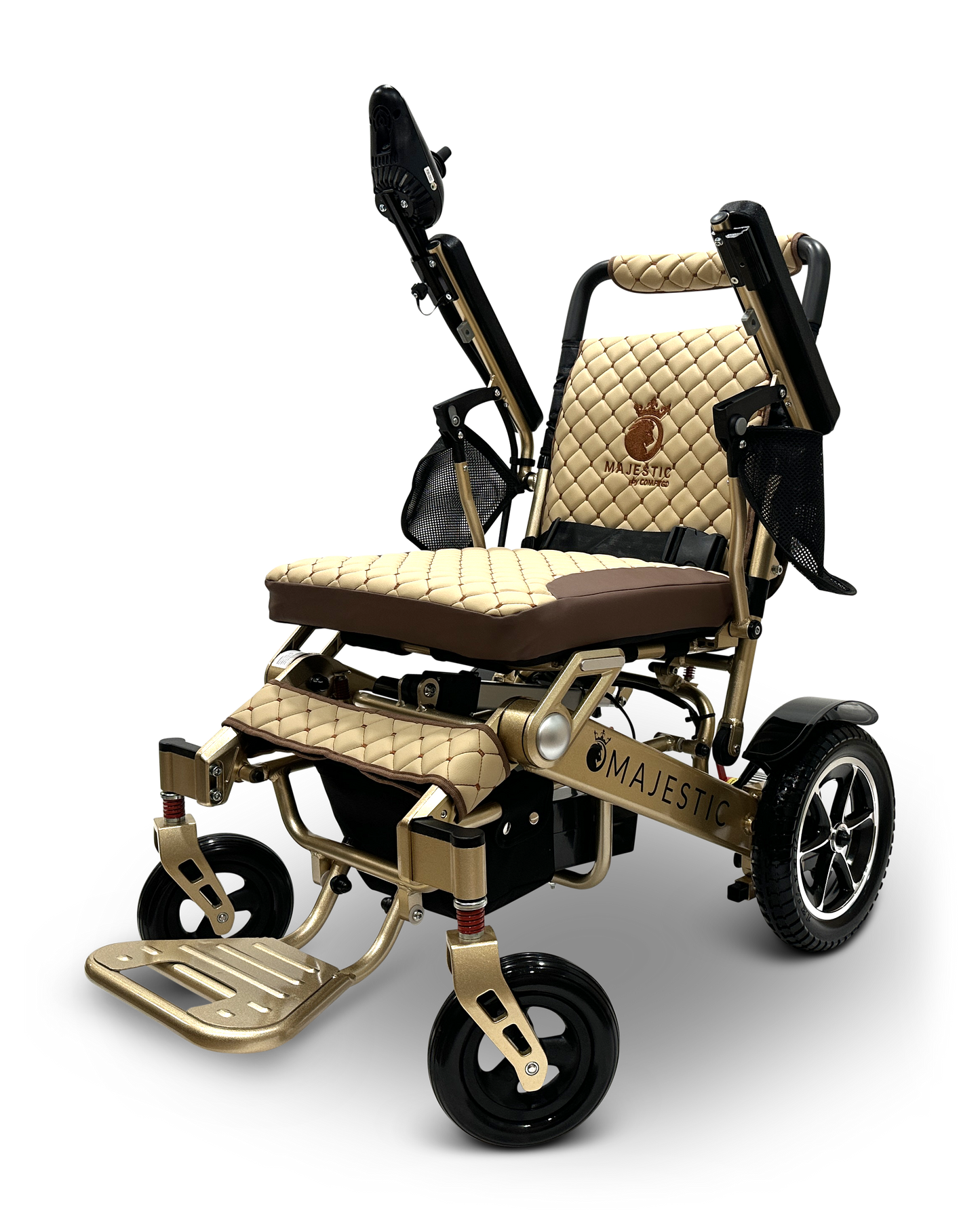 MAJESTIC IQ-7000 Auto Folding Remote Controlled Electric Wheelchair Bronze Coffee