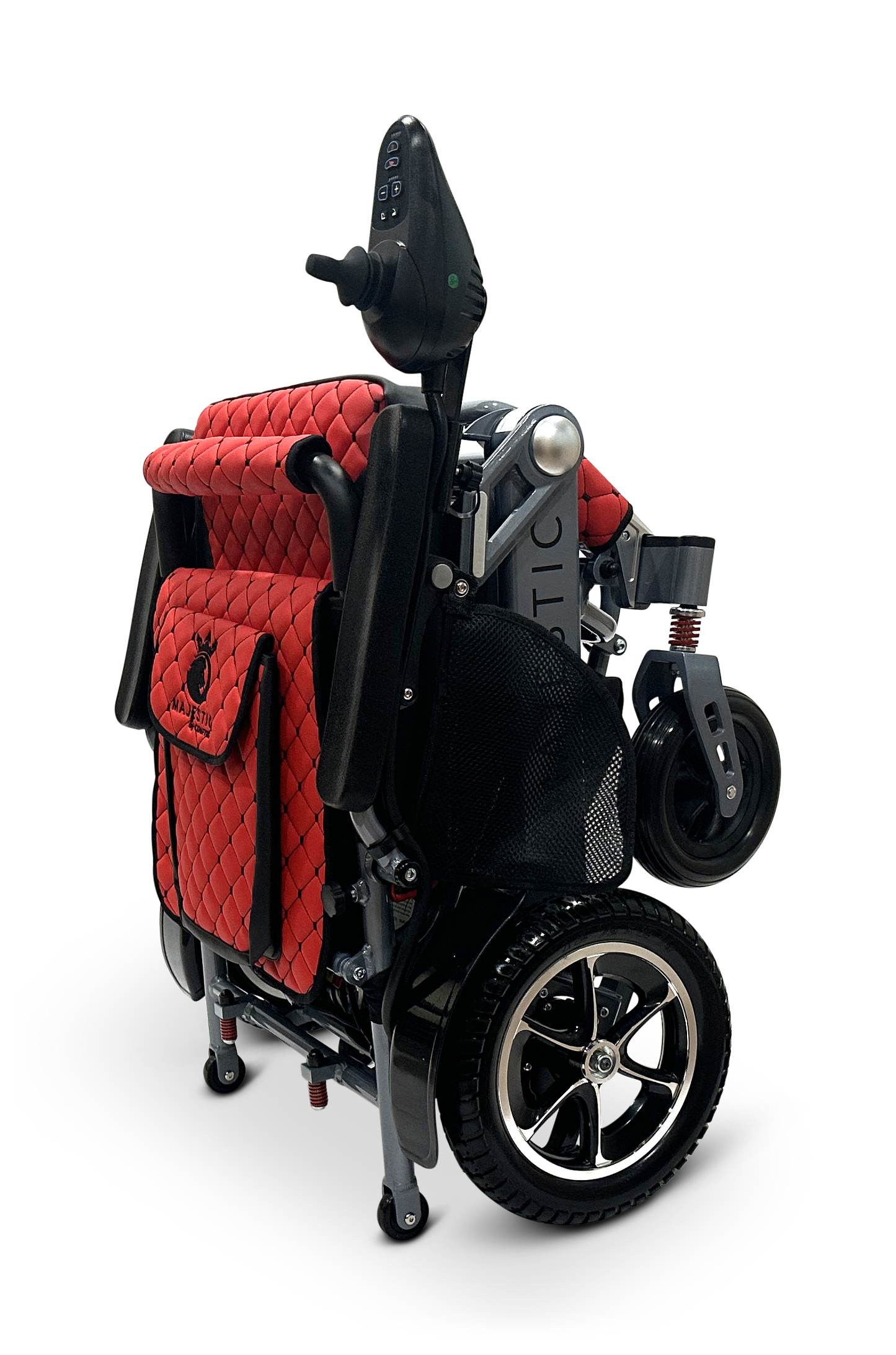 MAJESTIC IQ-7000 Auto Folding Remote Controlled Electric Wheelchair Silver Red