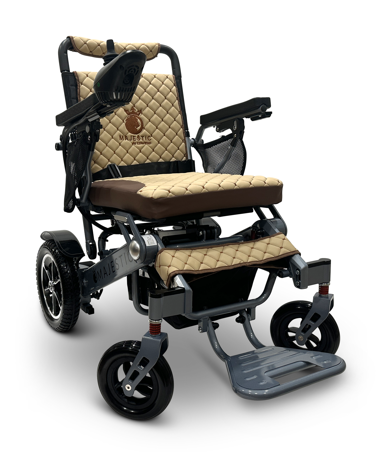 MAJESTIC IQ-7000 Auto Folding Remote Controlled Electric Wheelchair Silver Coffee