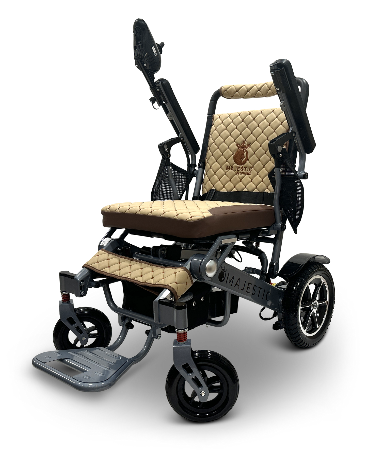 MAJESTIC IQ-7000 Auto Folding Remote Controlled Electric Wheelchair Silver Coffee
