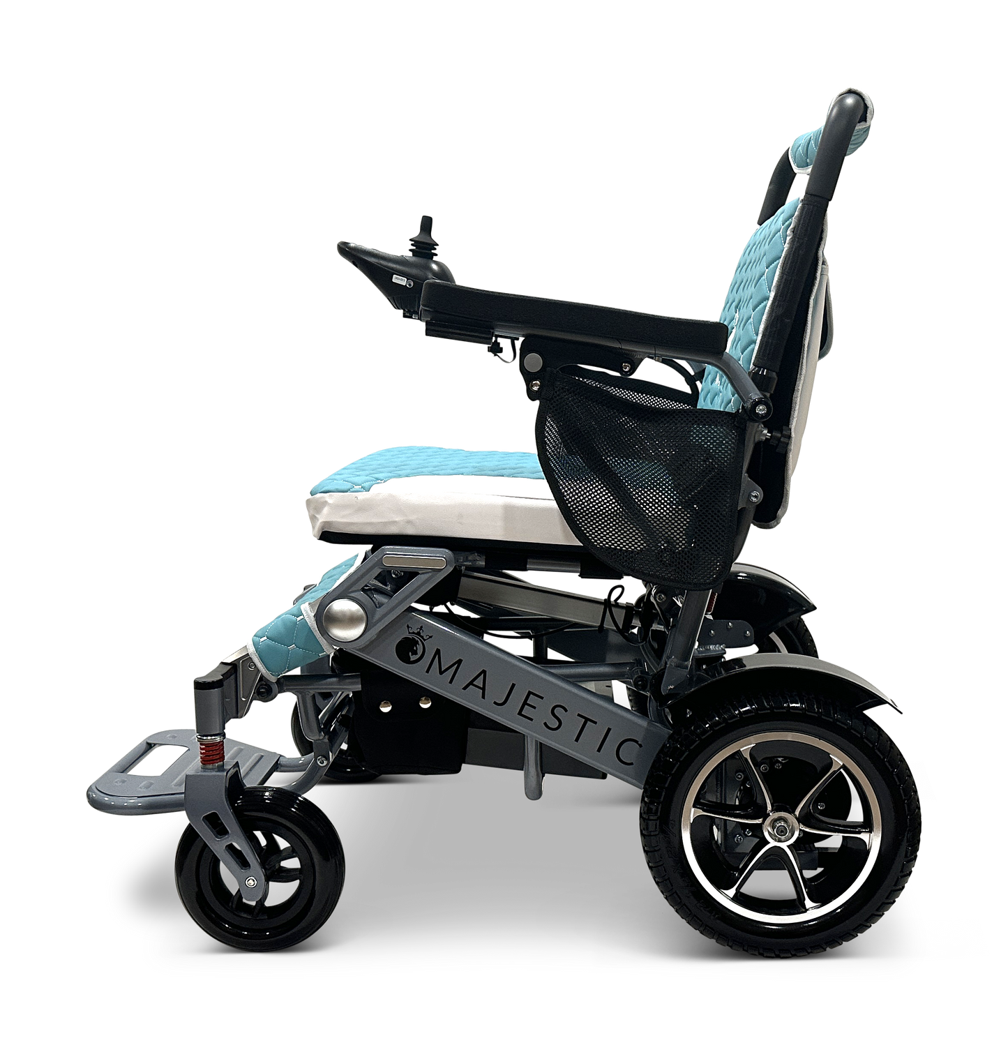 MAJESTIC IQ-7000 Auto Folding Remote Controlled Electric Wheelchair Silver Teal