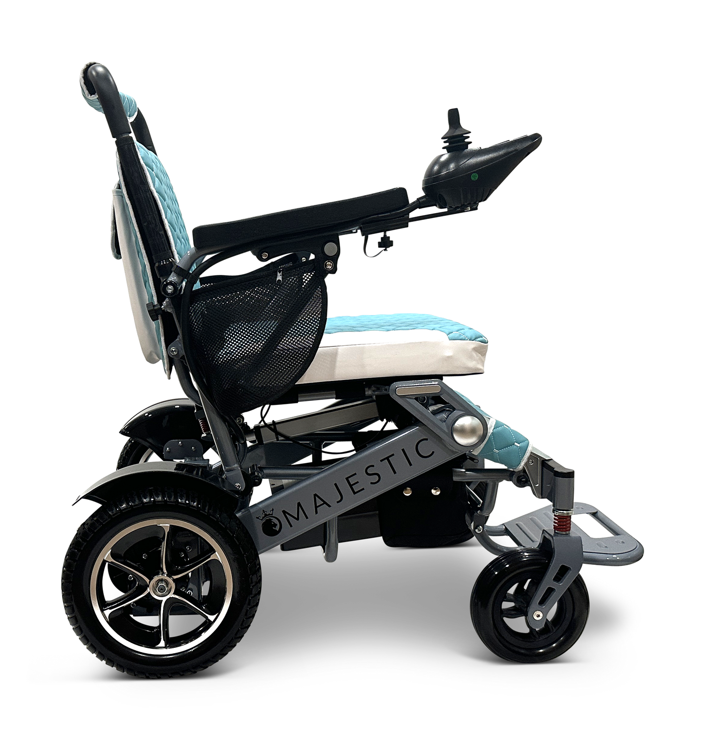 MAJESTIC IQ-7000 Auto Folding Remote Controlled Electric Wheelchair Silver Teal