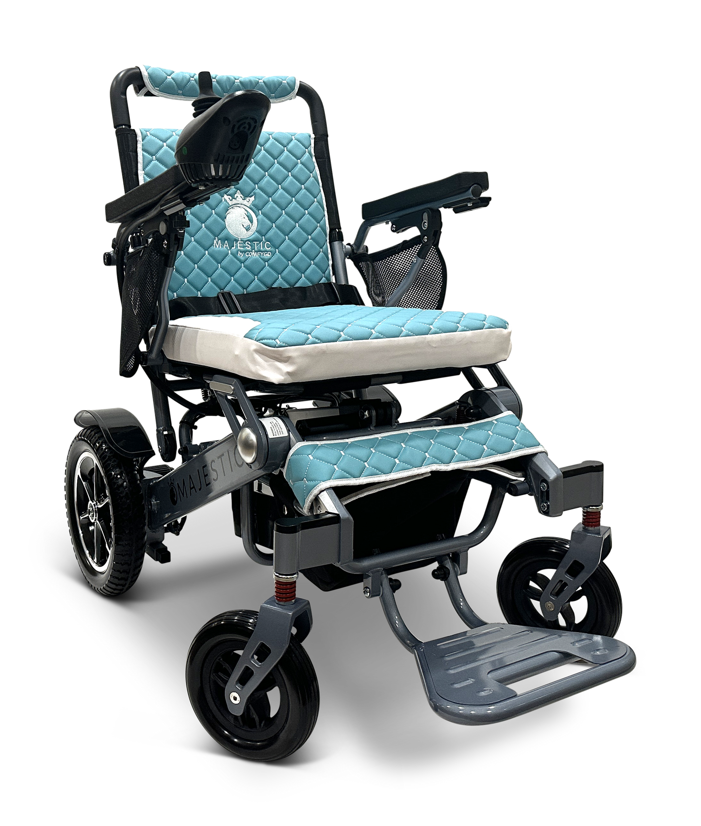 MAJESTIC IQ-7000 Auto Folding Remote Controlled Electric Wheelchair Silver Teal