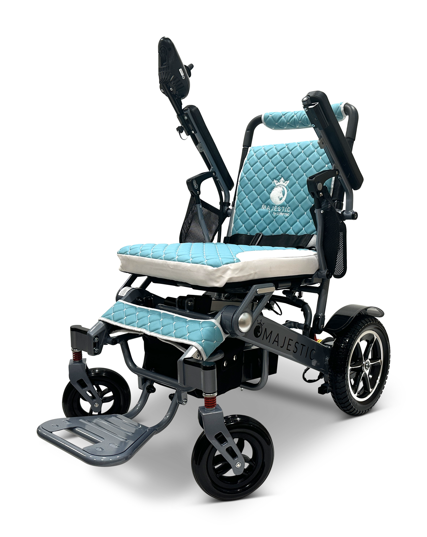 MAJESTIC IQ-7000 Auto Folding Remote Controlled Electric Wheelchair Silver Teal
