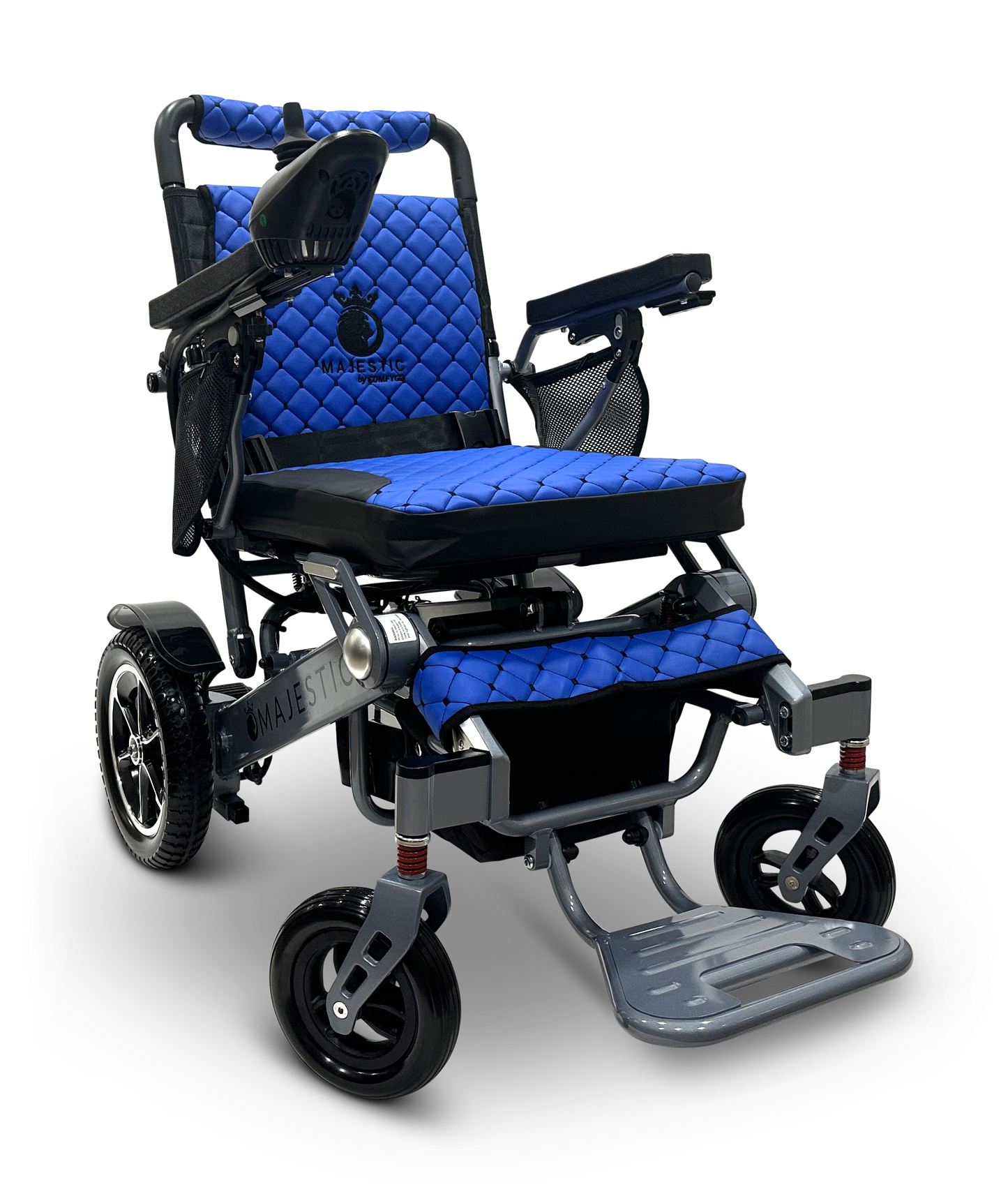 MAJESTIC IQ-7000 Auto Folding Remote Controlled Electric Wheelchair Silver Blue