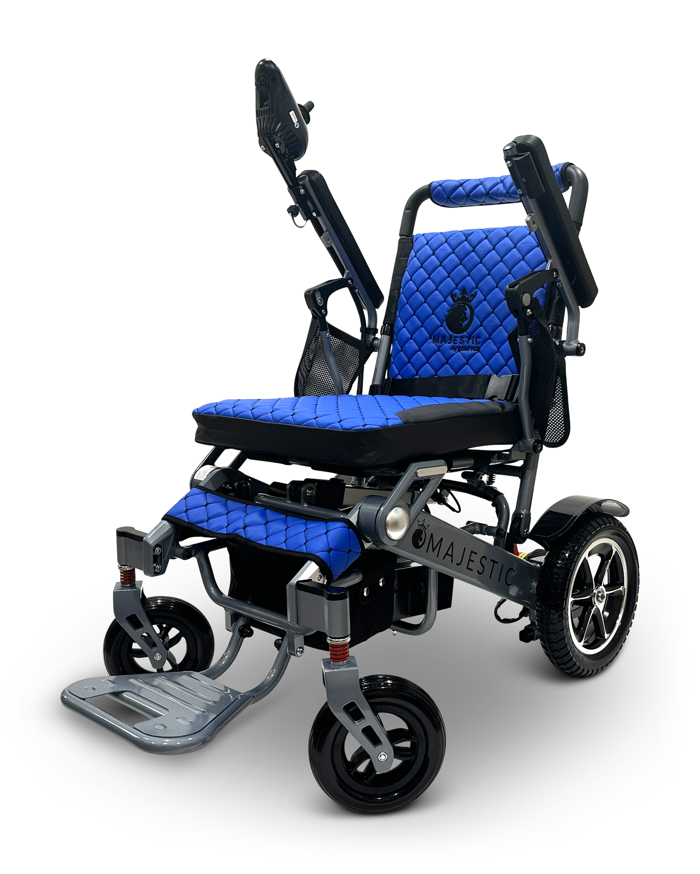 MAJESTIC IQ-7000 Auto Folding Remote Controlled Electric Wheelchair Silver Blue