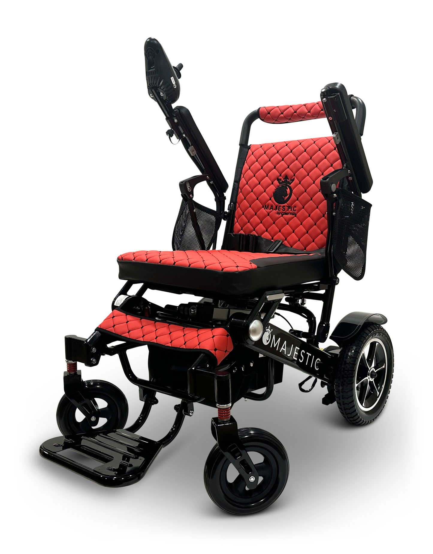 MAJESTIC IQ-7000 Auto Folding Remote Controlled Electric Wheelchair Black Red