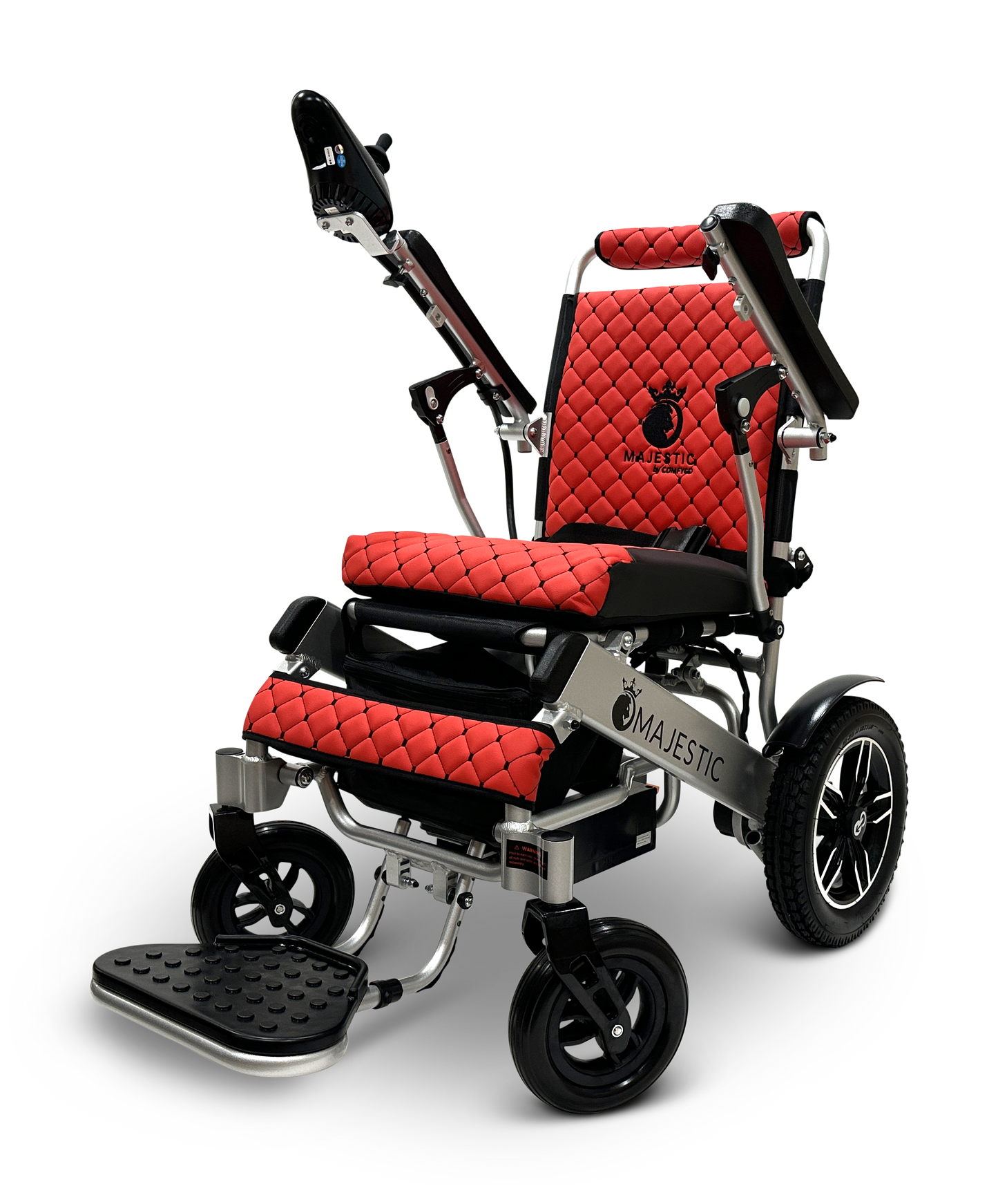 MAJESTIC IQ-8000 Remote Controlled Lightweight Electric Wheelchair Silver Red