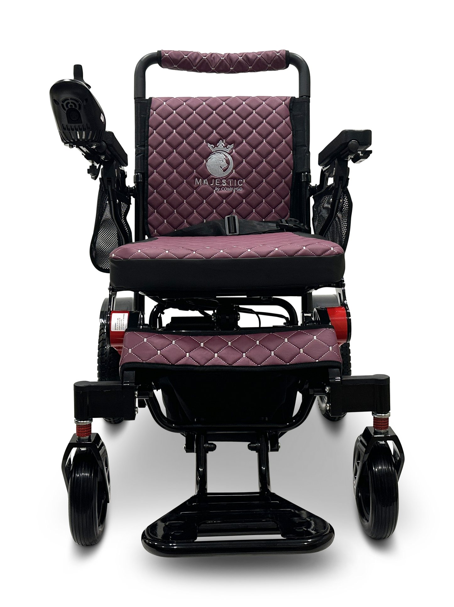 MAJESTIC IQ-7000 Auto Folding Remote Controlled Electric Wheelchair Black & Red Purple