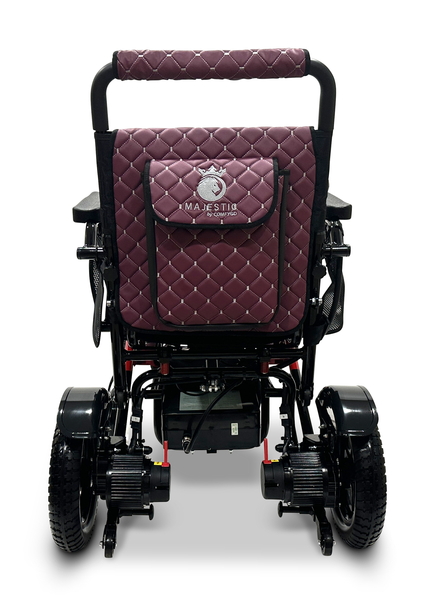 MAJESTIC IQ-7000 Auto Folding Remote Controlled Electric Wheelchair Black & Red Purple
