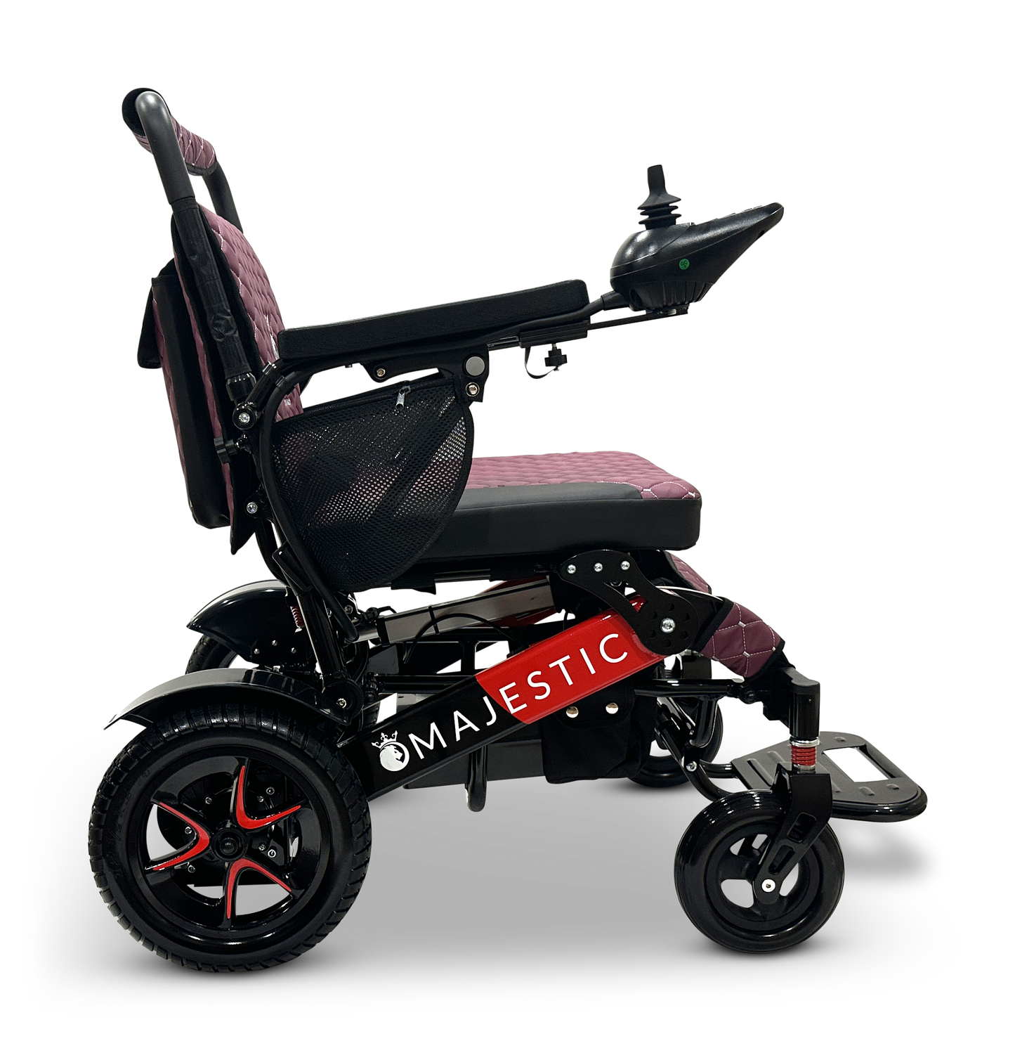 MAJESTIC IQ-7000 Auto Folding Remote Controlled Electric Wheelchair Black & Red Purple