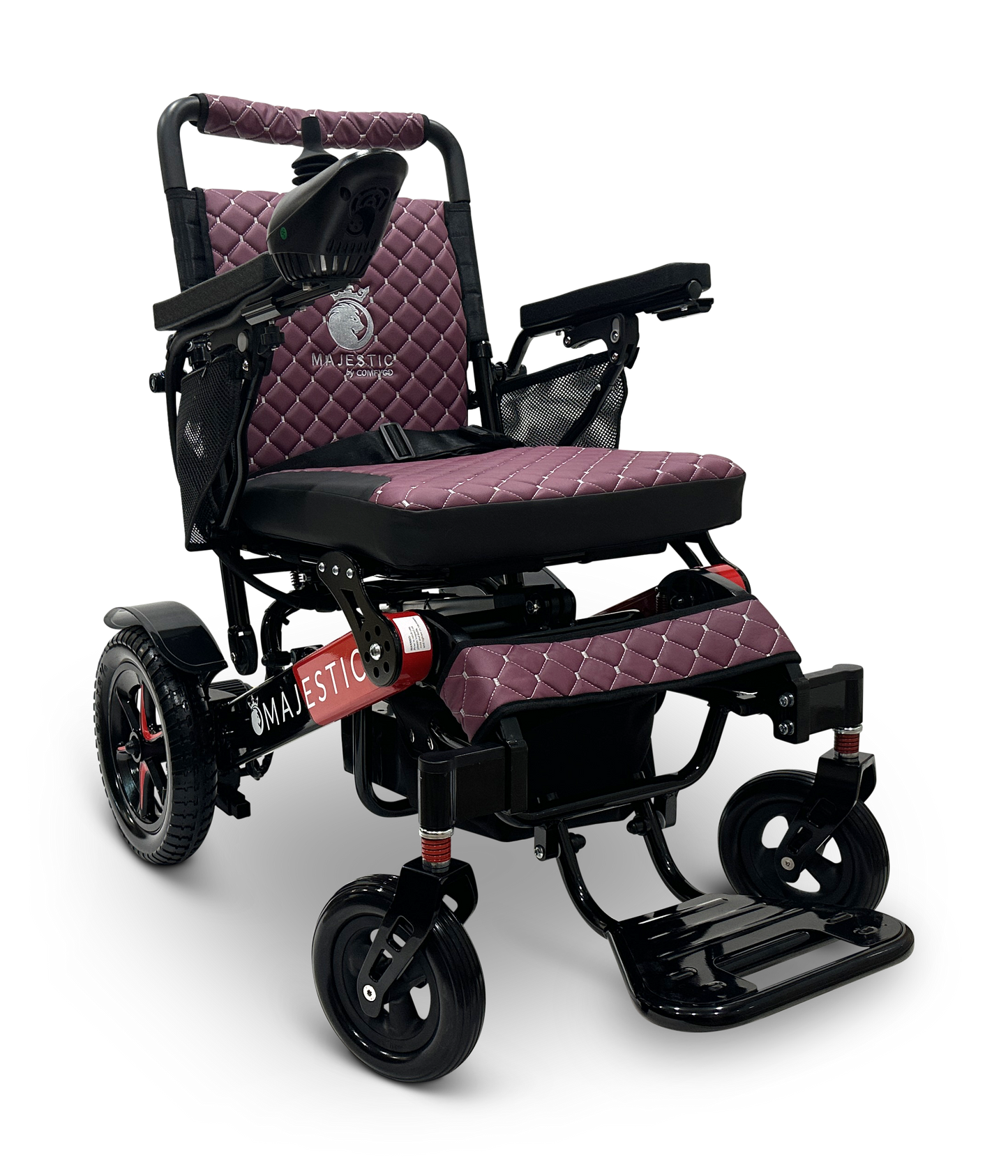 MAJESTIC IQ-7000 Auto Folding Remote Controlled Electric Wheelchair Black & Red Purple