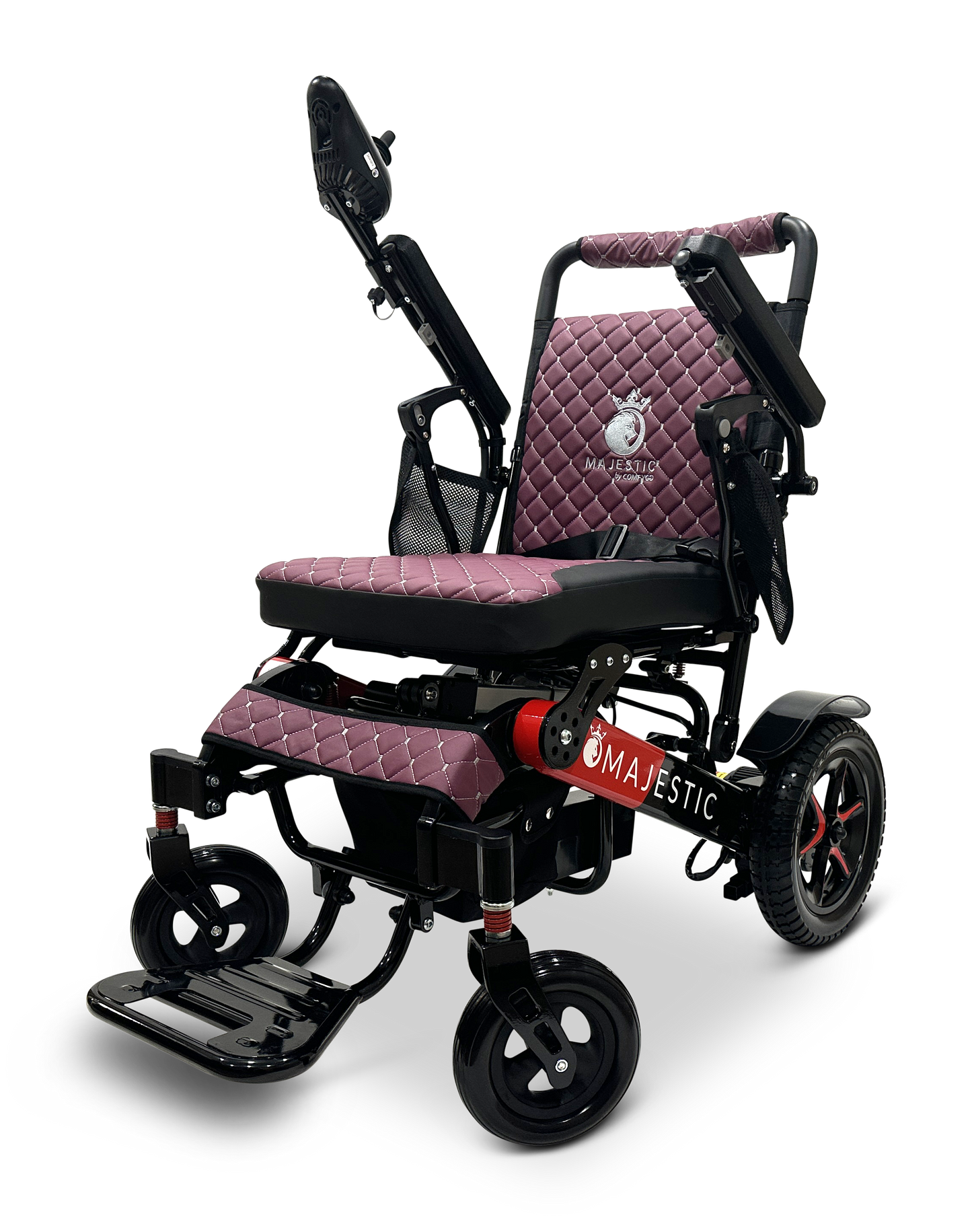 MAJESTIC IQ-7000 Auto Folding Remote Controlled Electric Wheelchair Black & Red Purple