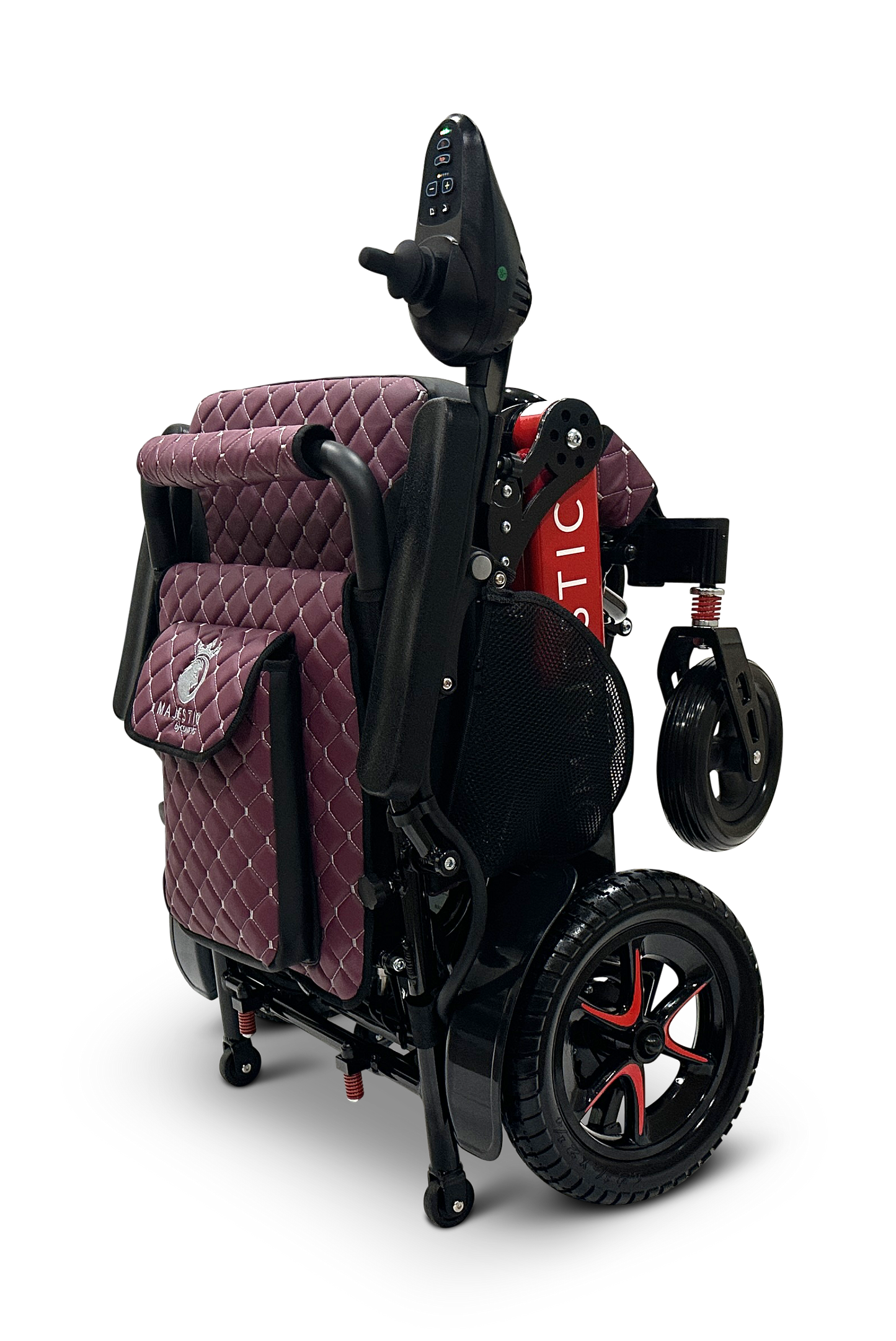 MAJESTIC IQ-7000 Auto Folding Remote Controlled Electric Wheelchair Black & Red Purple