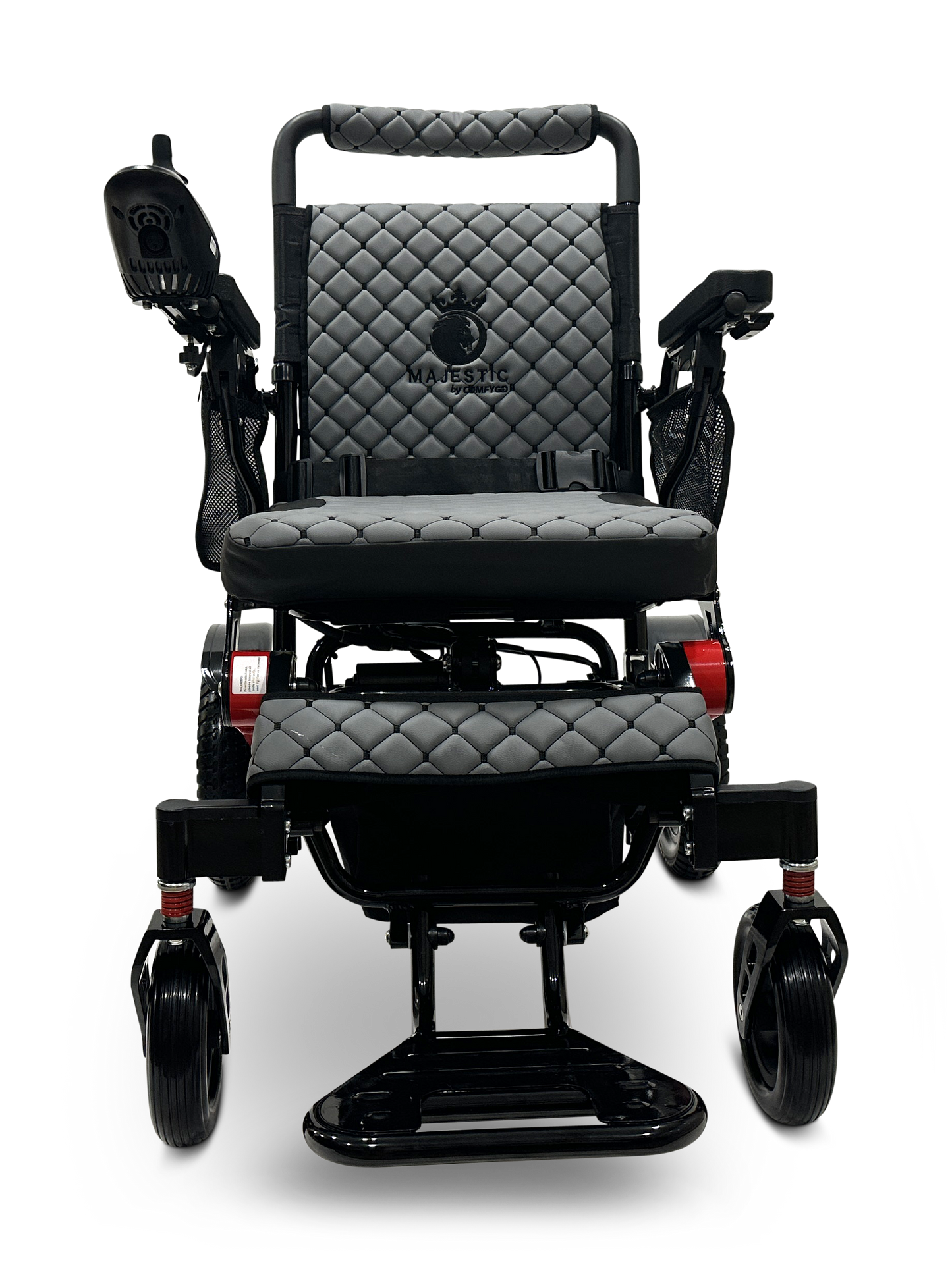 MAJESTIC IQ-7000 Auto Folding Remote Controlled Electric Wheelchair Black & Red Gray