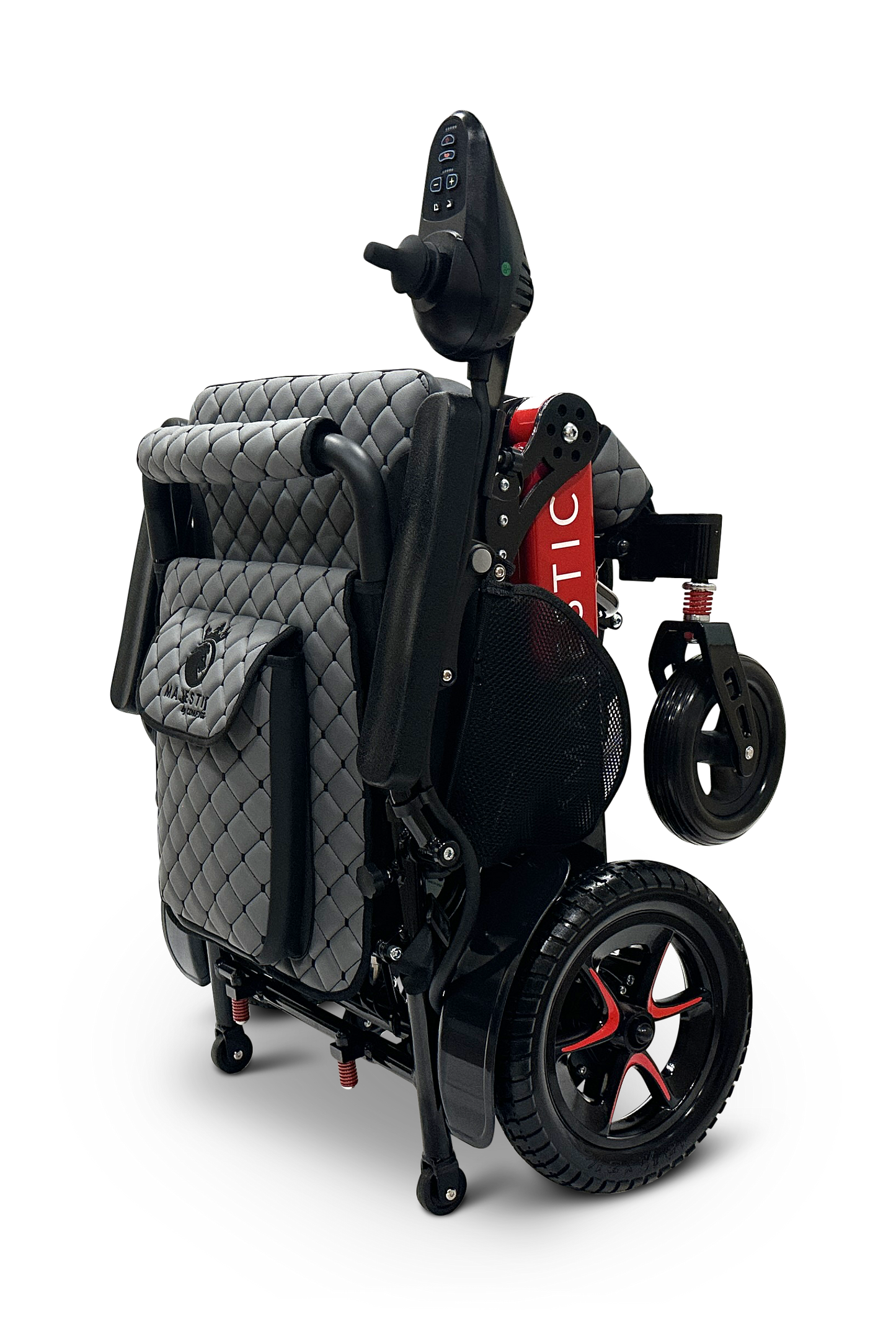 MAJESTIC IQ-7000 Auto Folding Remote Controlled Electric Wheelchair Black & Red Gray