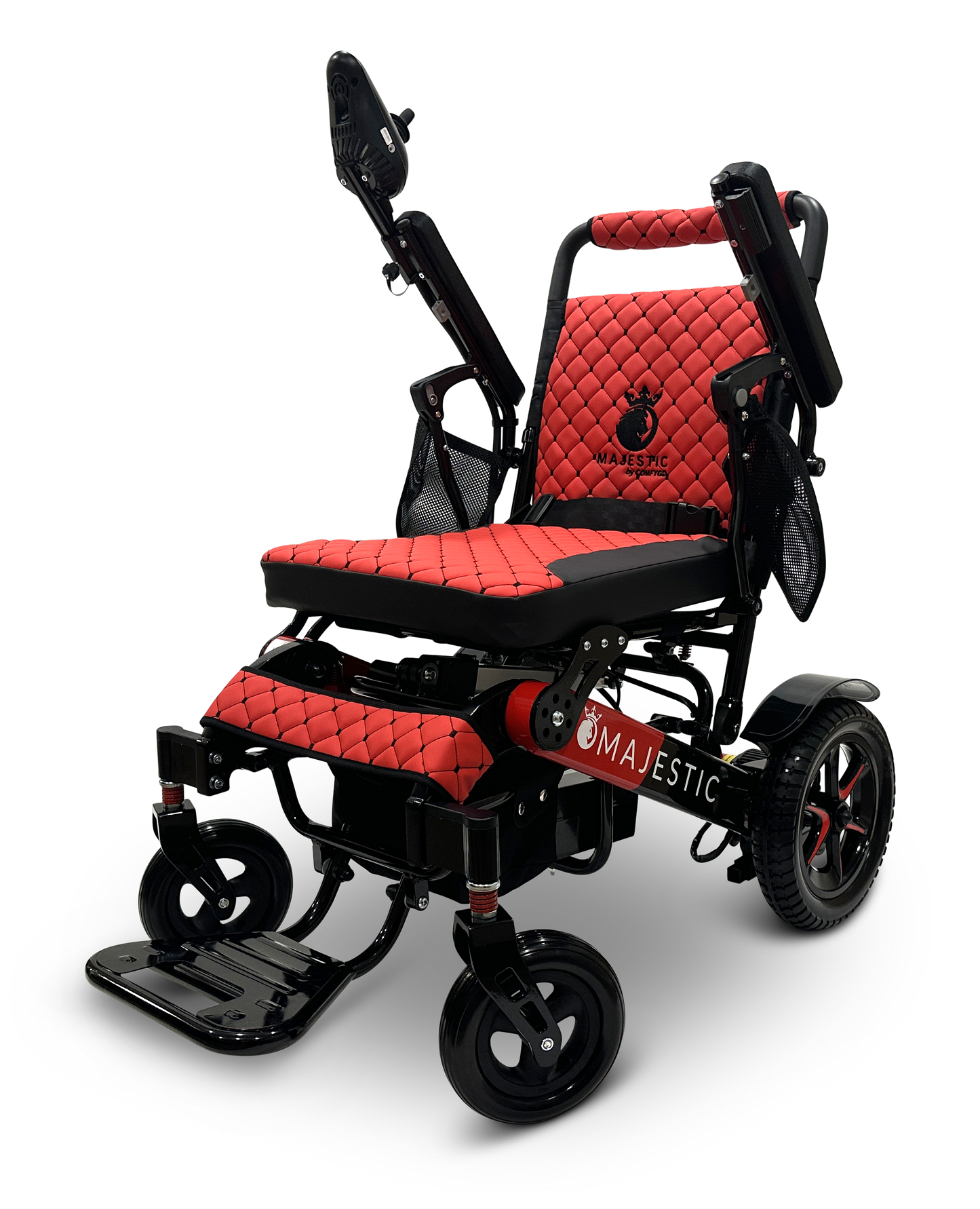 MAJESTIC IQ-7000 Auto Folding Remote Controlled Electric Wheelchair Black & Red Red