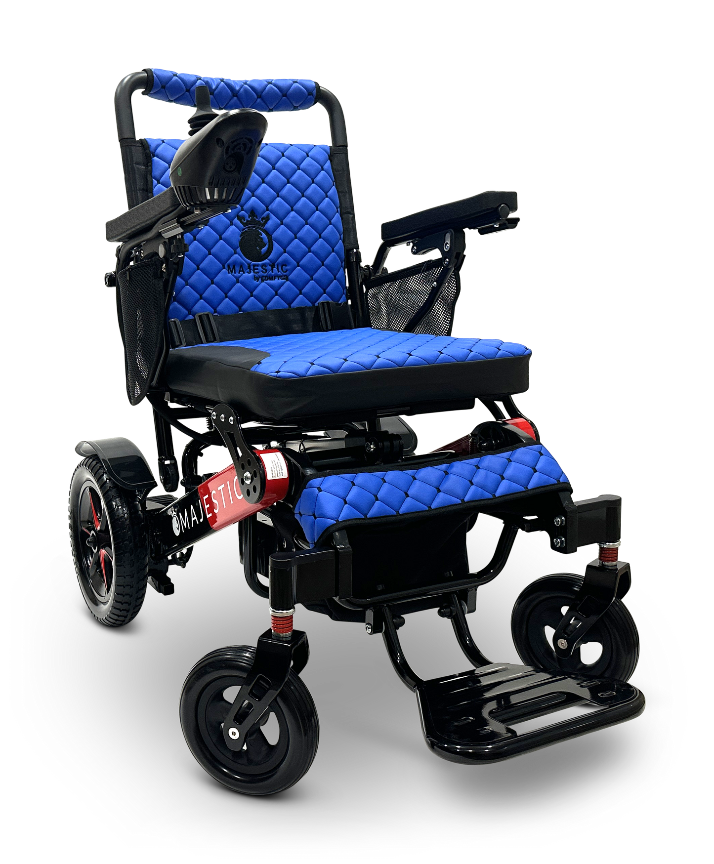MAJESTIC IQ-7000 Auto Folding Remote Controlled Electric Wheelchair Black & Red Blue