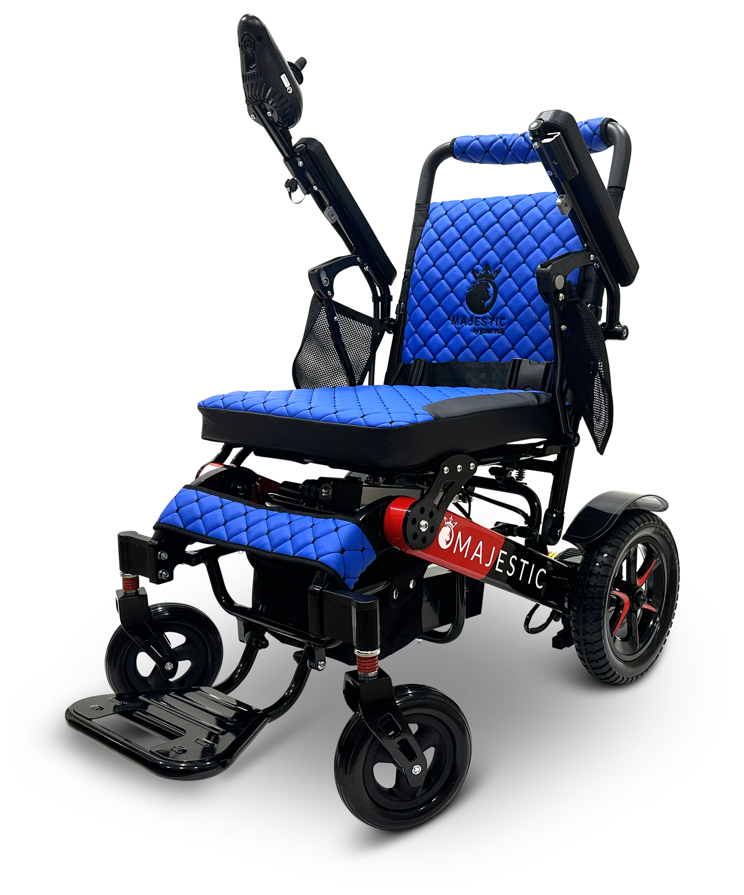 MAJESTIC IQ-7000 Auto Folding Remote Controlled Electric Wheelchair Black & Red Blue