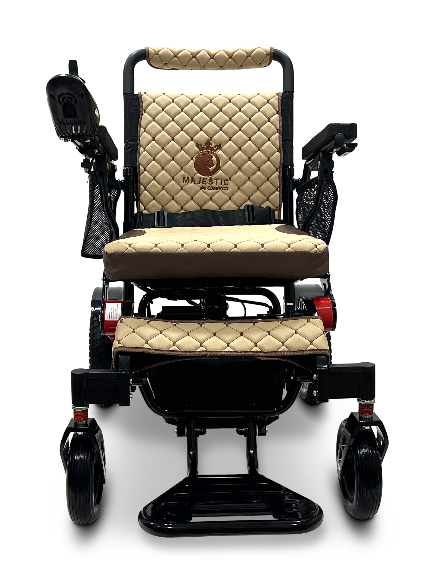 MAJESTIC IQ-7000 Auto Folding Remote Controlled Electric Wheelchair Black & Red Coffee