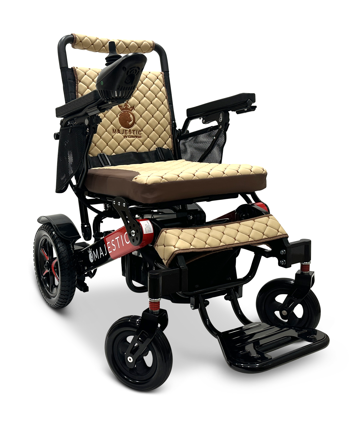 MAJESTIC IQ-7000 Auto Folding Remote Controlled Electric Wheelchair Black & Red Coffee