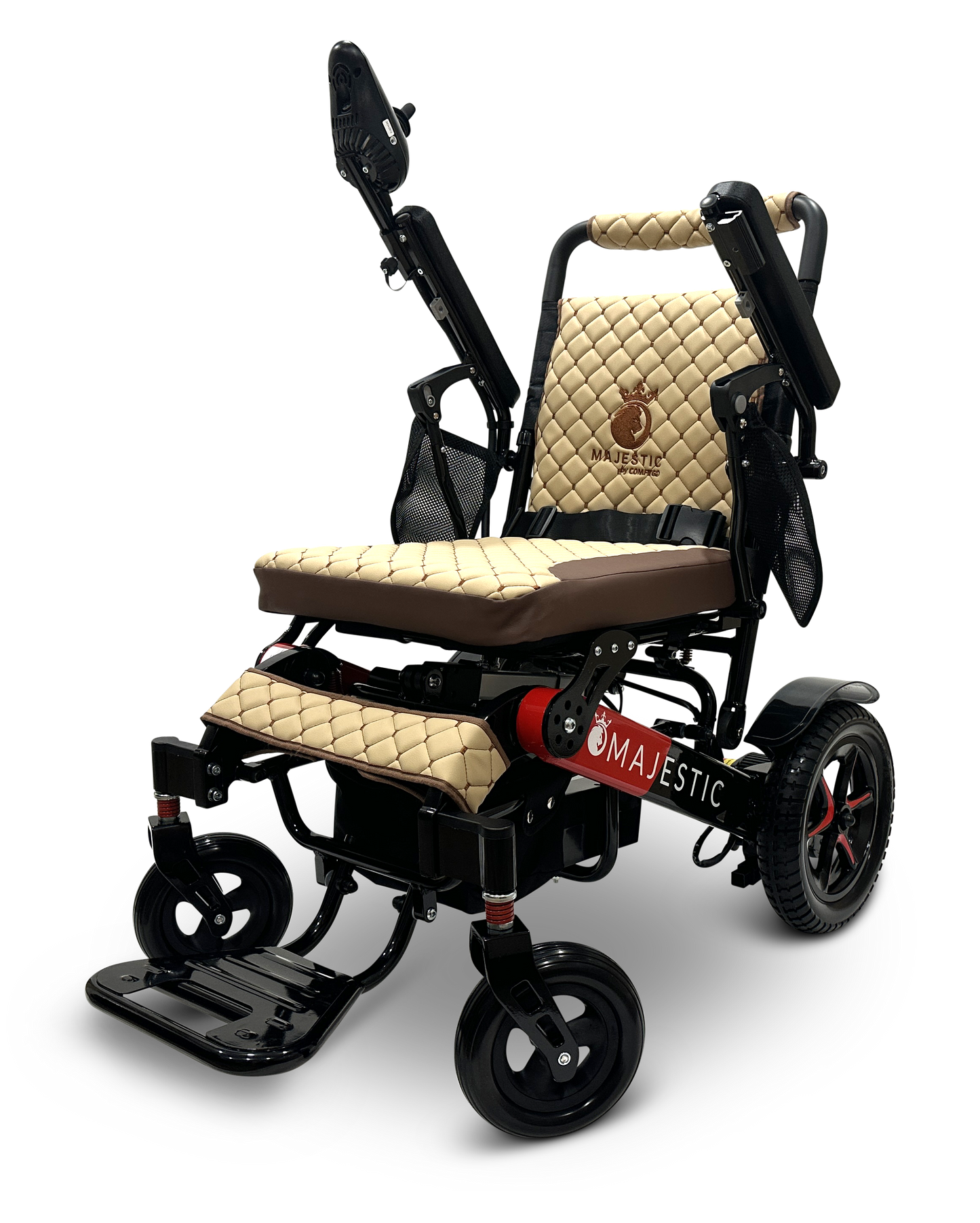 MAJESTIC IQ-7000 Auto Folding Remote Controlled Electric Wheelchair Black & Red Coffee