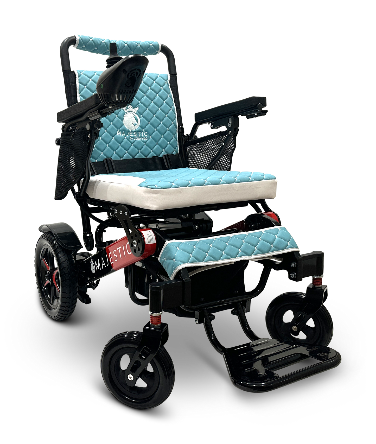 MAJESTIC IQ-7000 Auto Folding Remote Controlled Electric Wheelchair Black & Red Teal