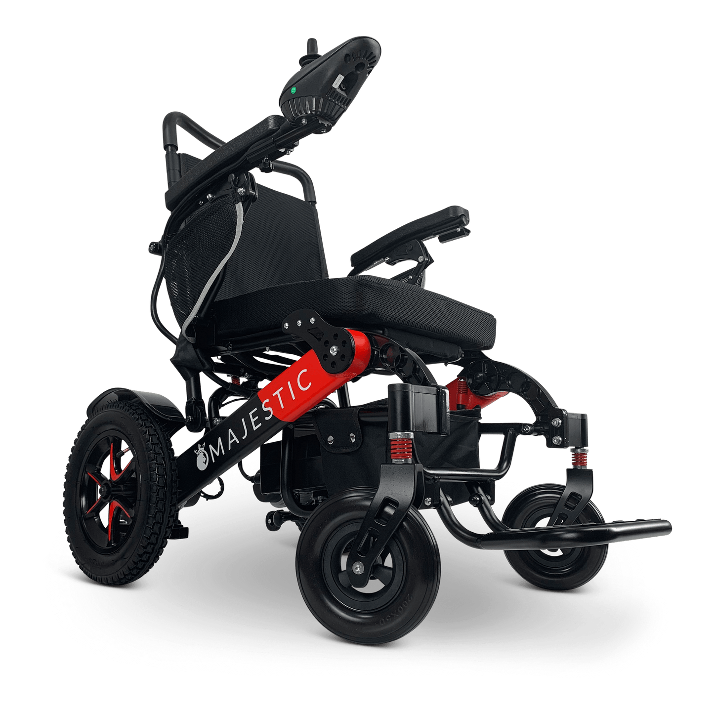 MAJESTIC IQ-7000 Auto Folding Remote Controlled Electric Wheelchair Black & Red Standard
