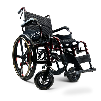 X-1 SE ComfyGO Lightweight Manual Wheelchair with Quick-Detach Wheels Red