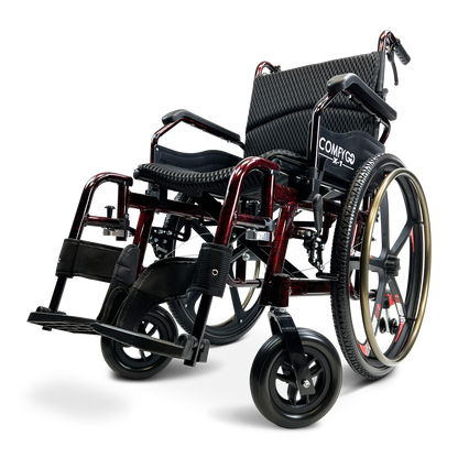 X-1 SE ComfyGO Lightweight Manual Wheelchair with Quick-Detach Wheels Red
