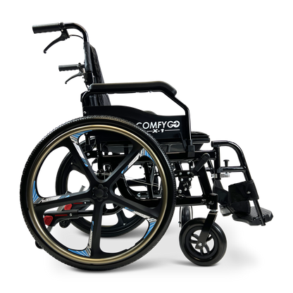 X-1 SE ComfyGO Lightweight Manual Wheelchair with Quick-Detach Wheels Black