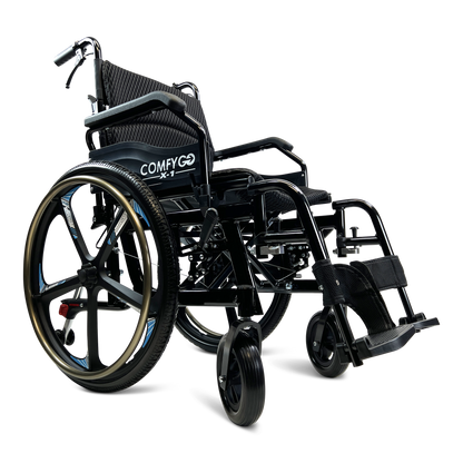 X-1 SE ComfyGO Lightweight Manual Wheelchair with Quick-Detach Wheels Black