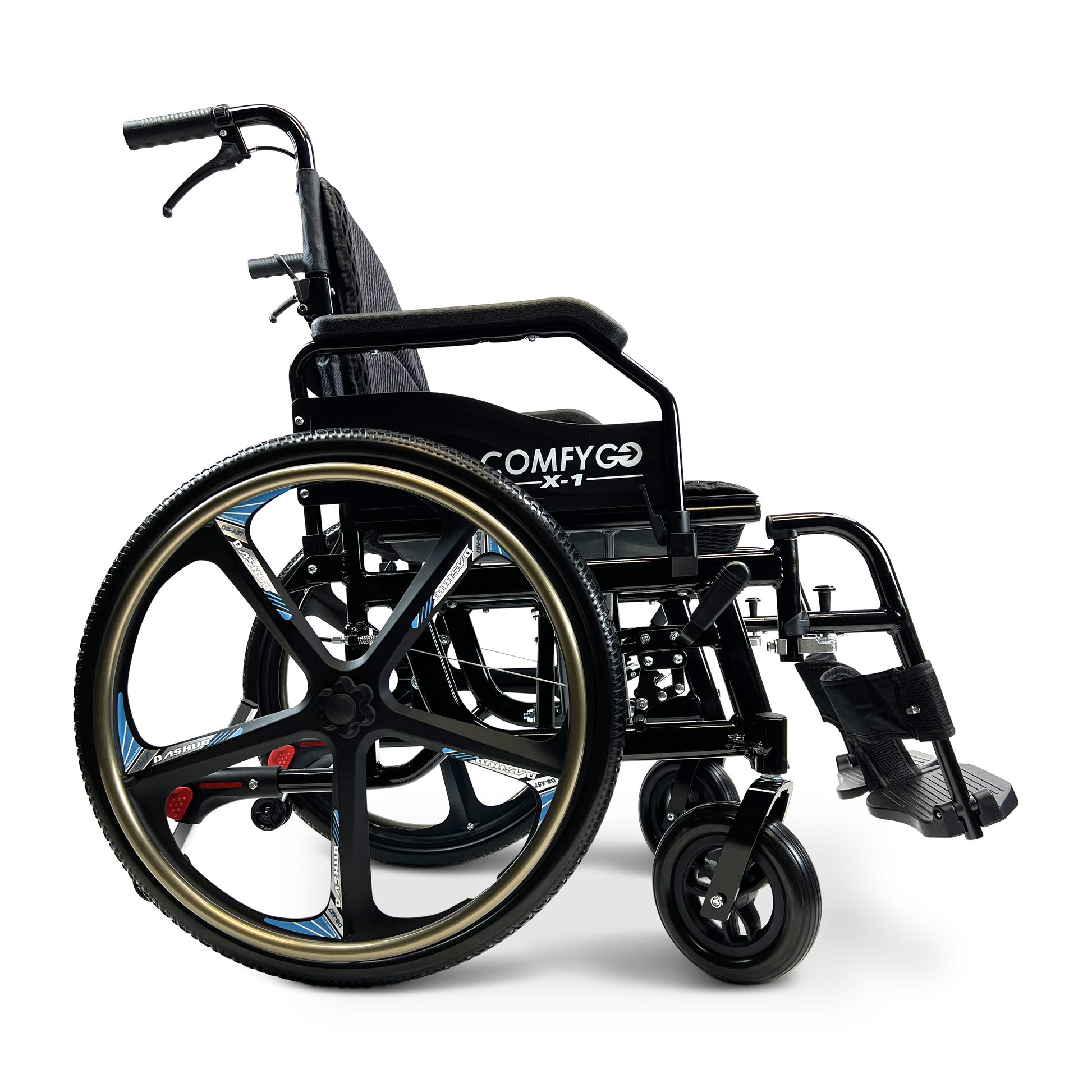 X-1 SE ComfyGO Lightweight Manual Wheelchair with Quick-Detach Wheels Black