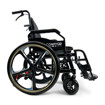 X-1 SE ComfyGO Lightweight Manual Wheelchair with Quick-Detach Wheels Black