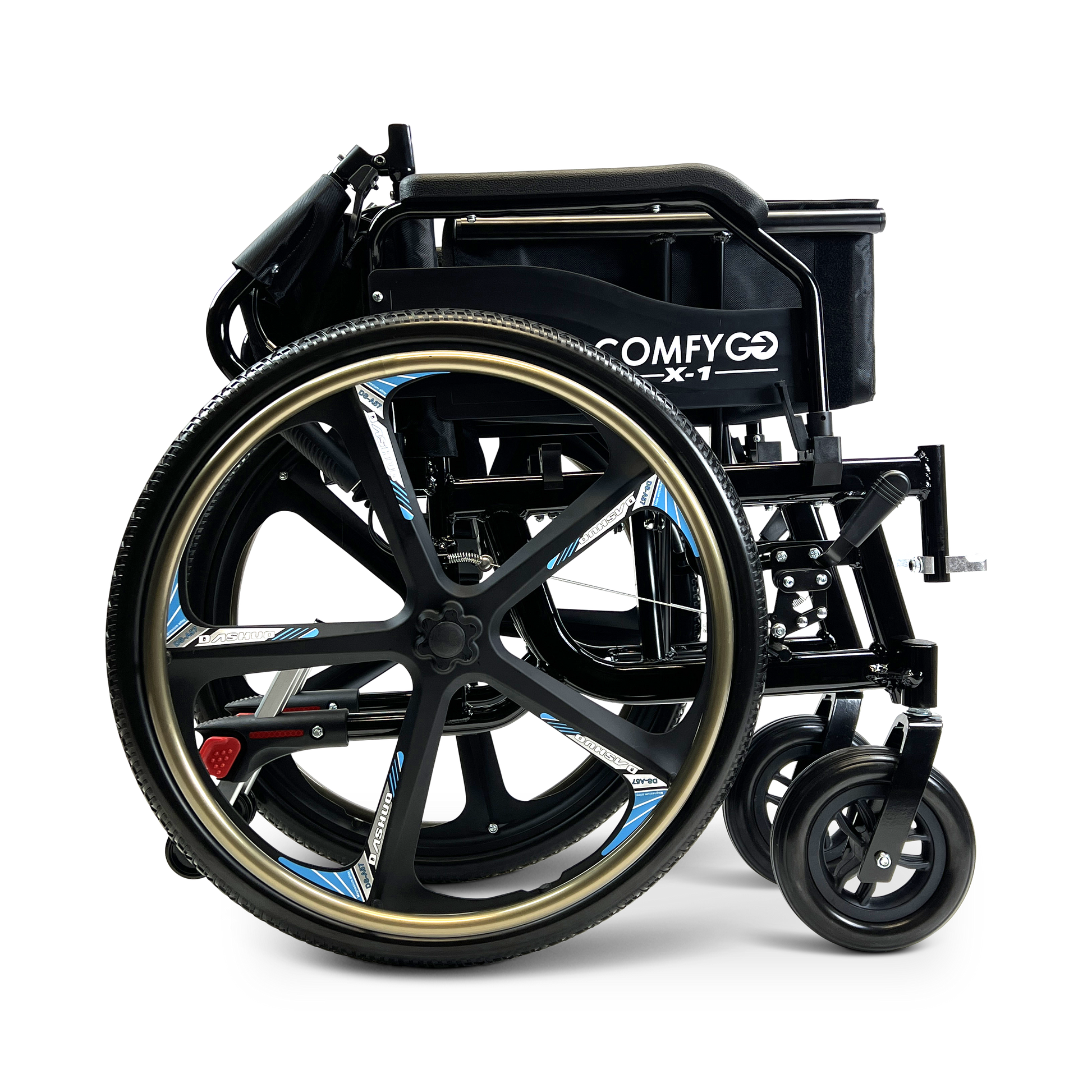 X-1 SE ComfyGO Lightweight Manual Wheelchair with Quick-Detach Wheels Black